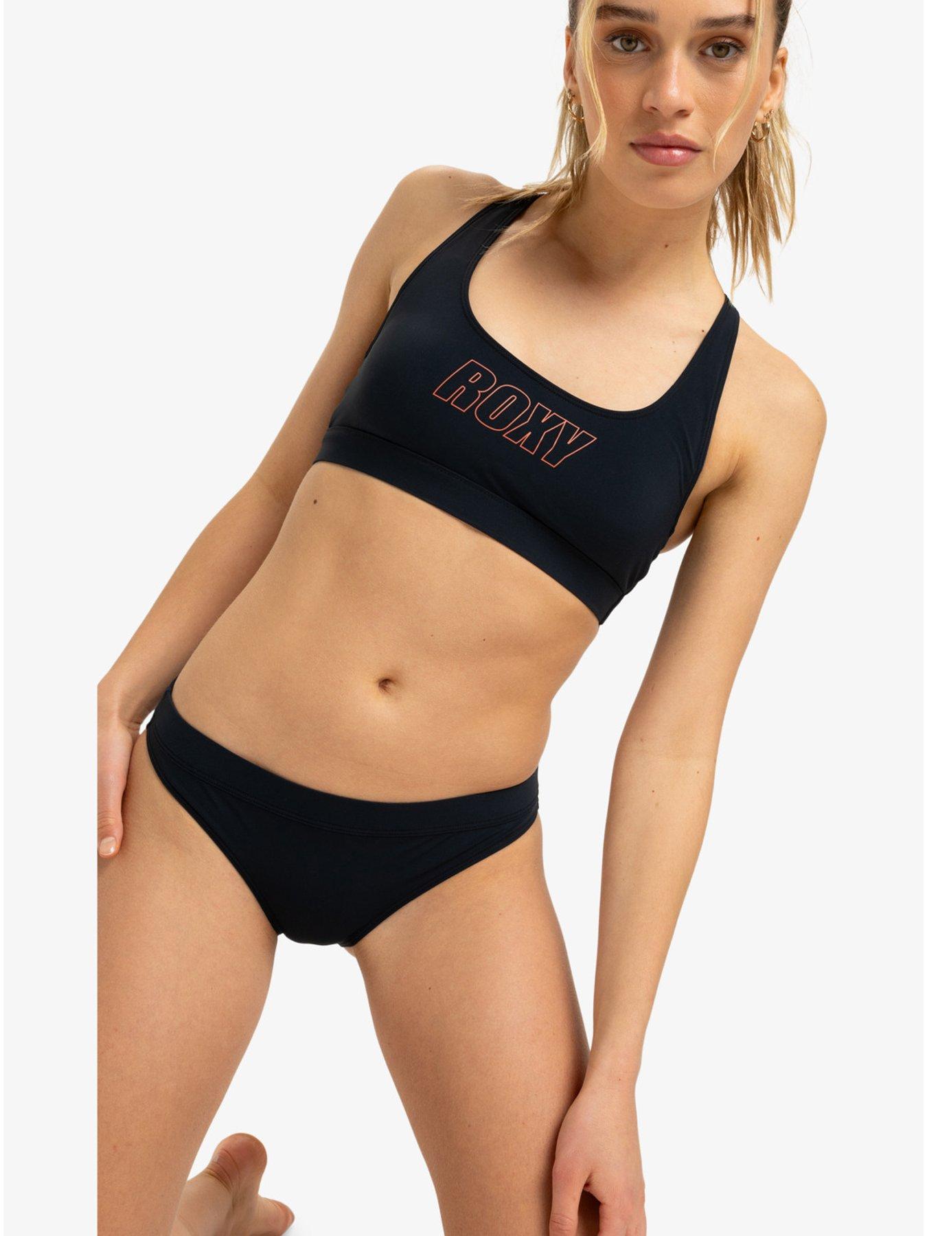  image of roxy-womens-active-bralette-tank-separate-top-swimsuit-black