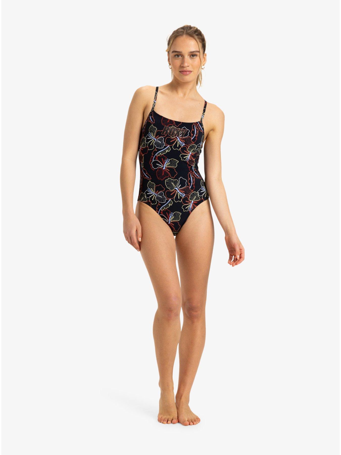  image of roxy-womens-active-basic-one-piece-swimsuit-black