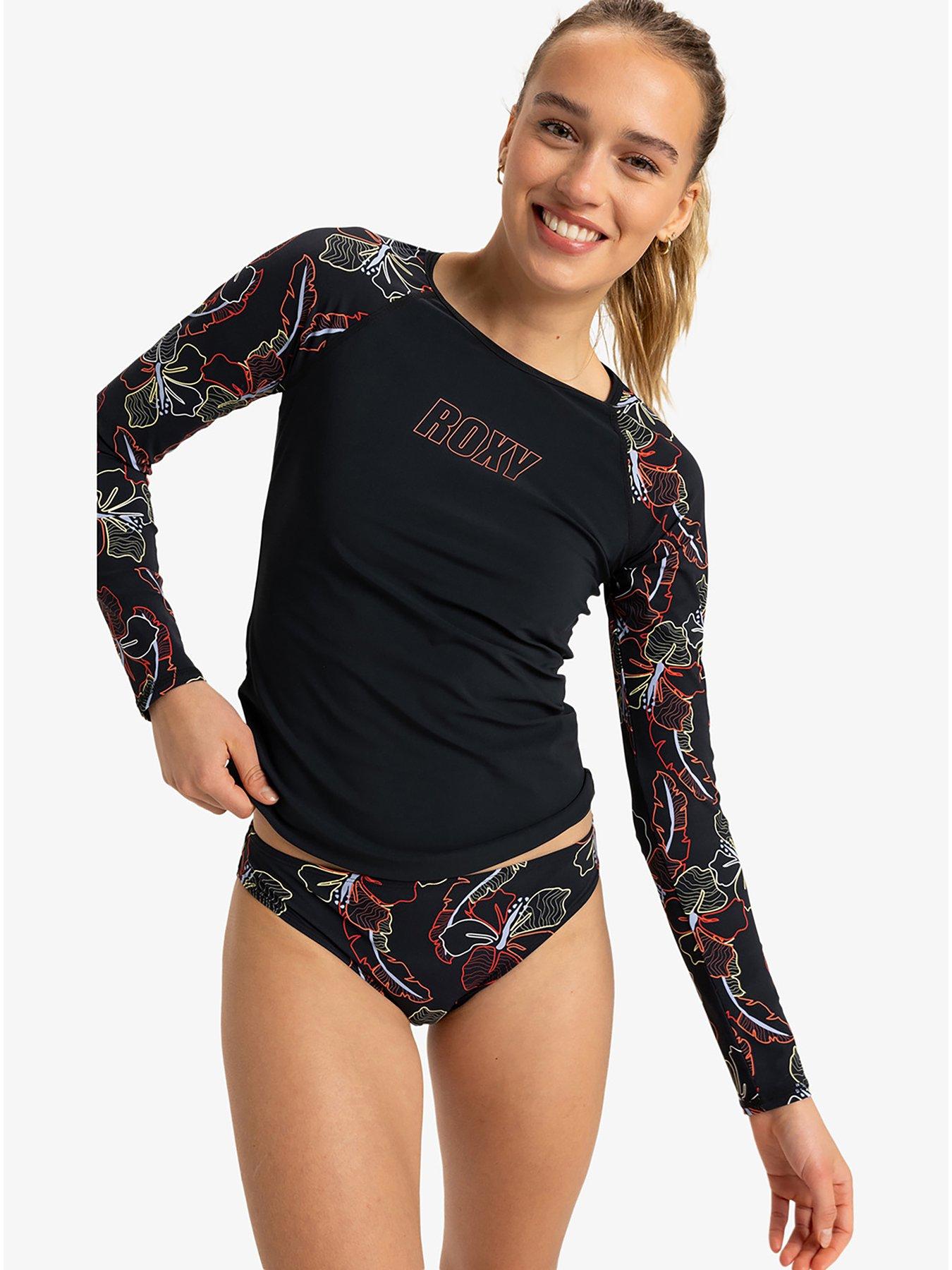 undefined Womens Roxy Active Long Sleeve Lycra Surf Rashguard - Black