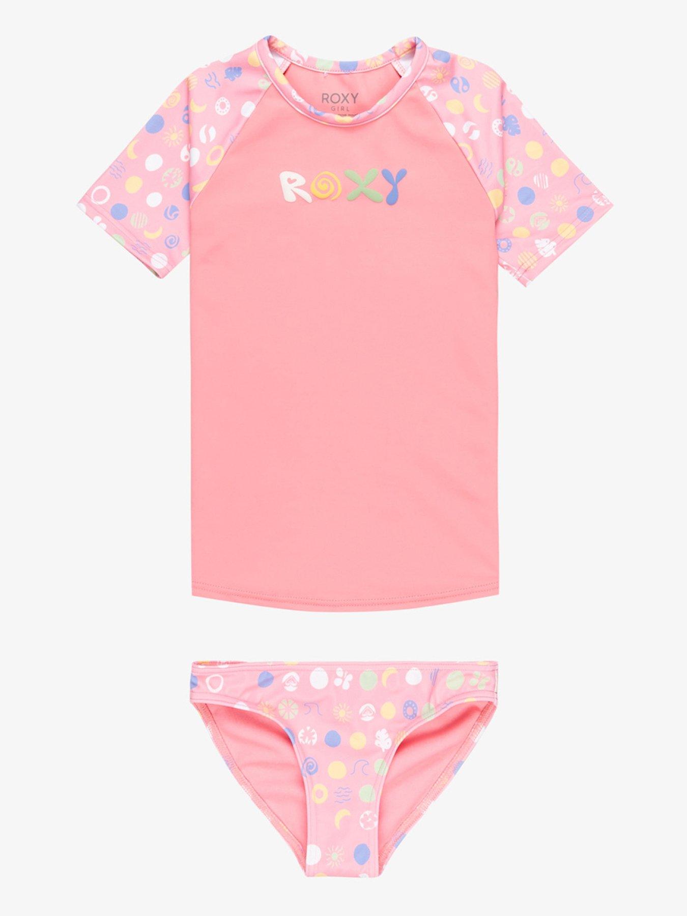 roxy-girls-dot-short-sleeve-lycra-rashguard-set-pink
