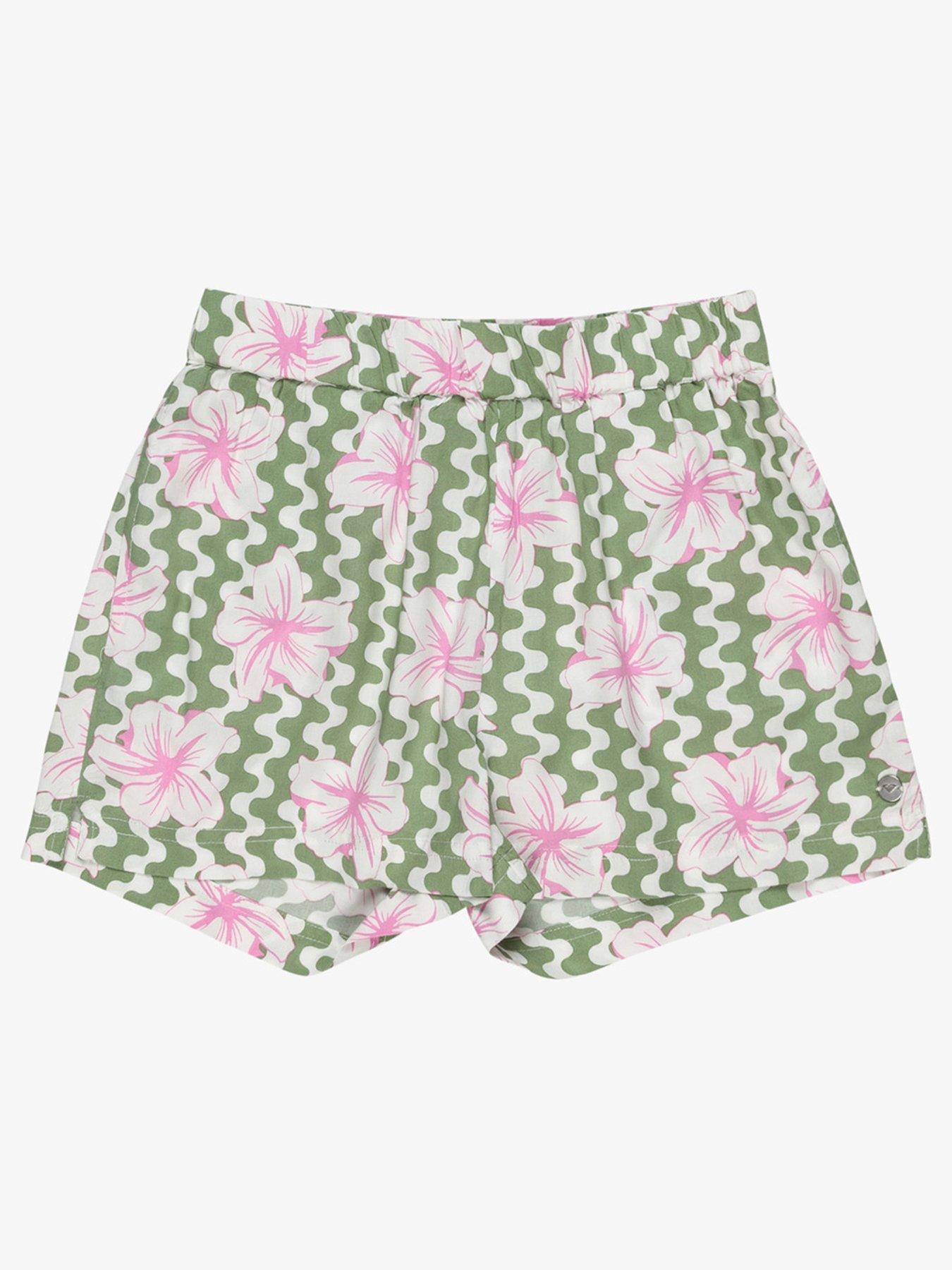 undefined Girls Blue Ocean Floor Elastic Waist Shorts - Green