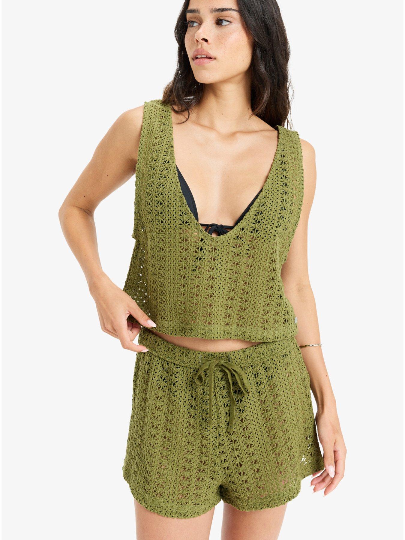 image of roxy-womens-sunnies-on-short-swim-coverup-green