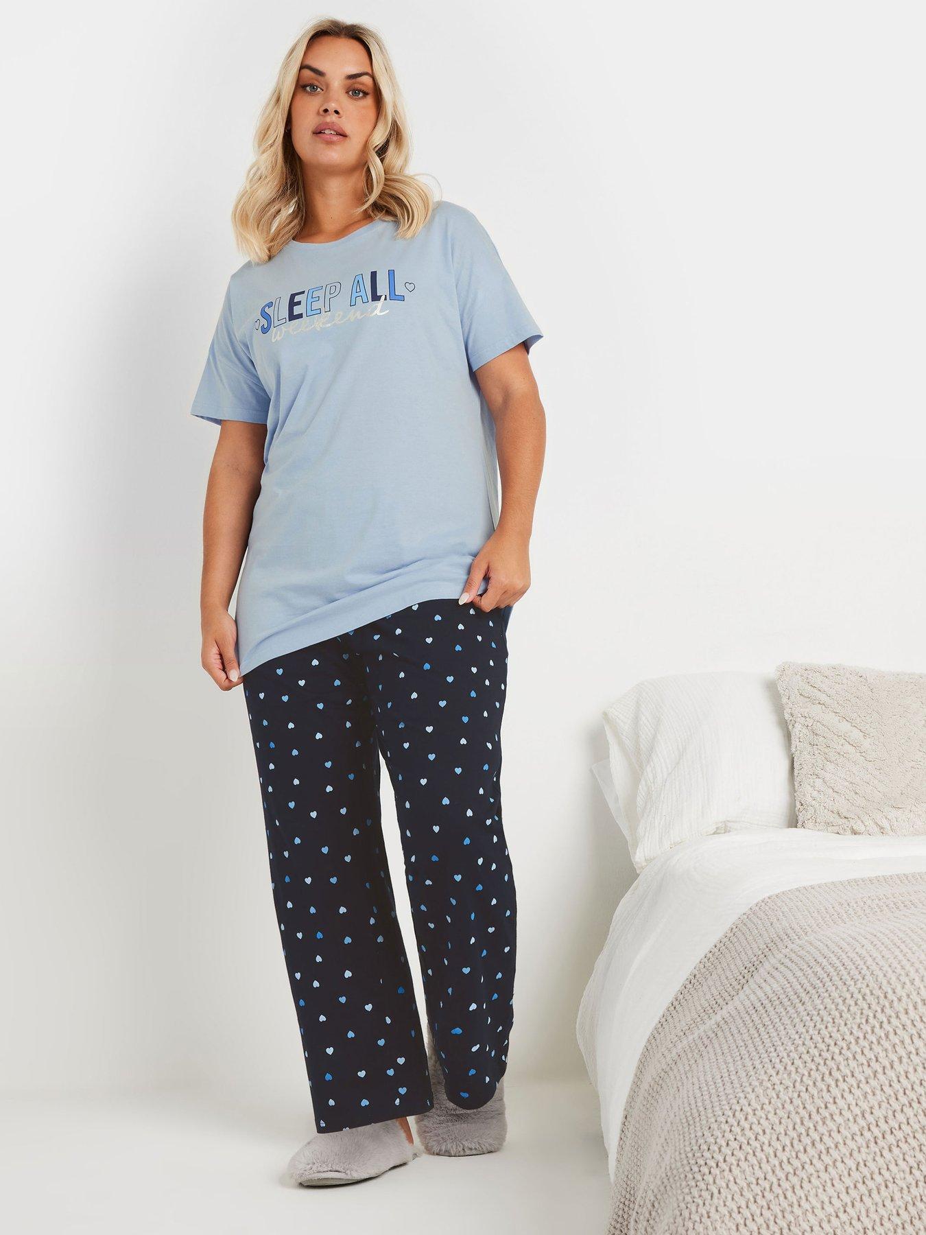 yours-curve-sleep-all-weekend-cuffed-pj-set-blue