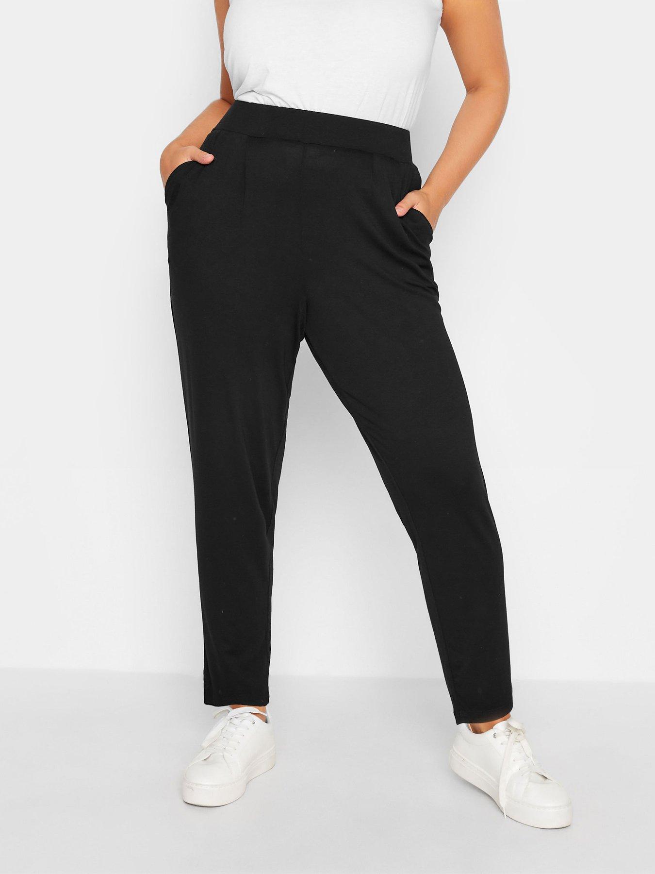 yours-curve-double-pleat-stretch-jersey-joggers-black