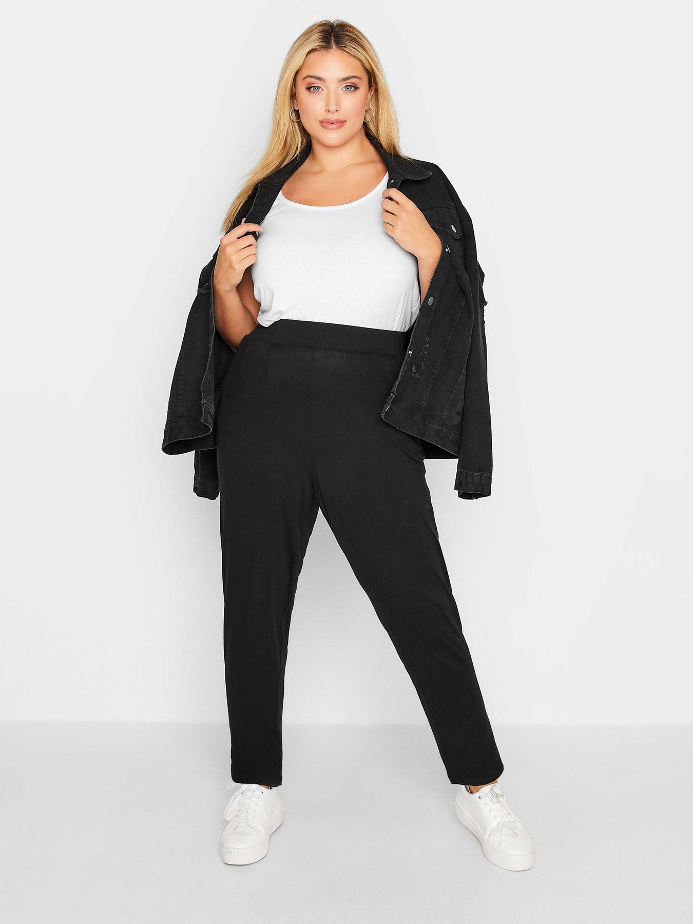  image of yours-curve-double-pleat-stretch-jersey-joggers-black