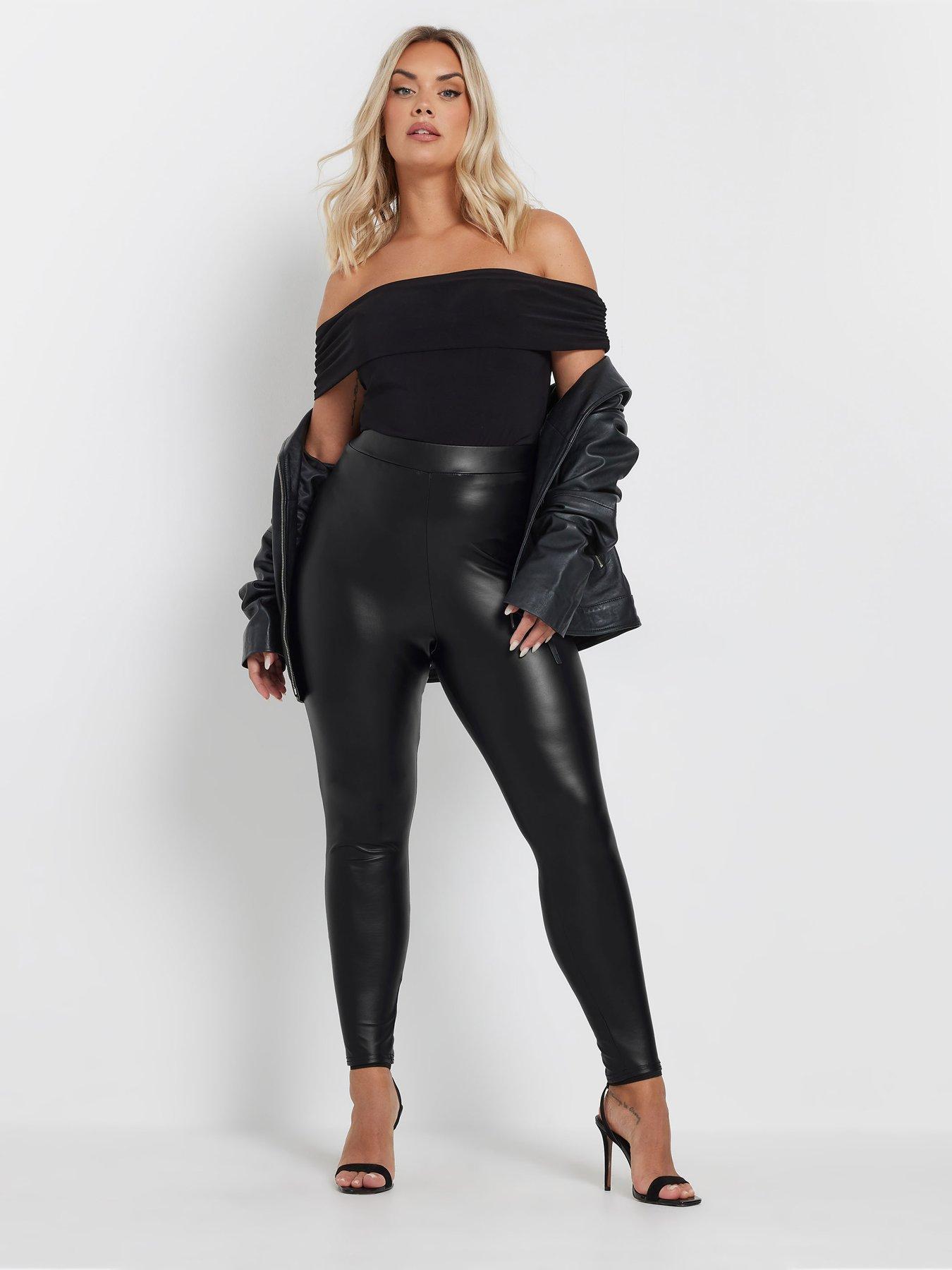 Image 3 of 4 of Yours Curve Stretch Coated Leggings