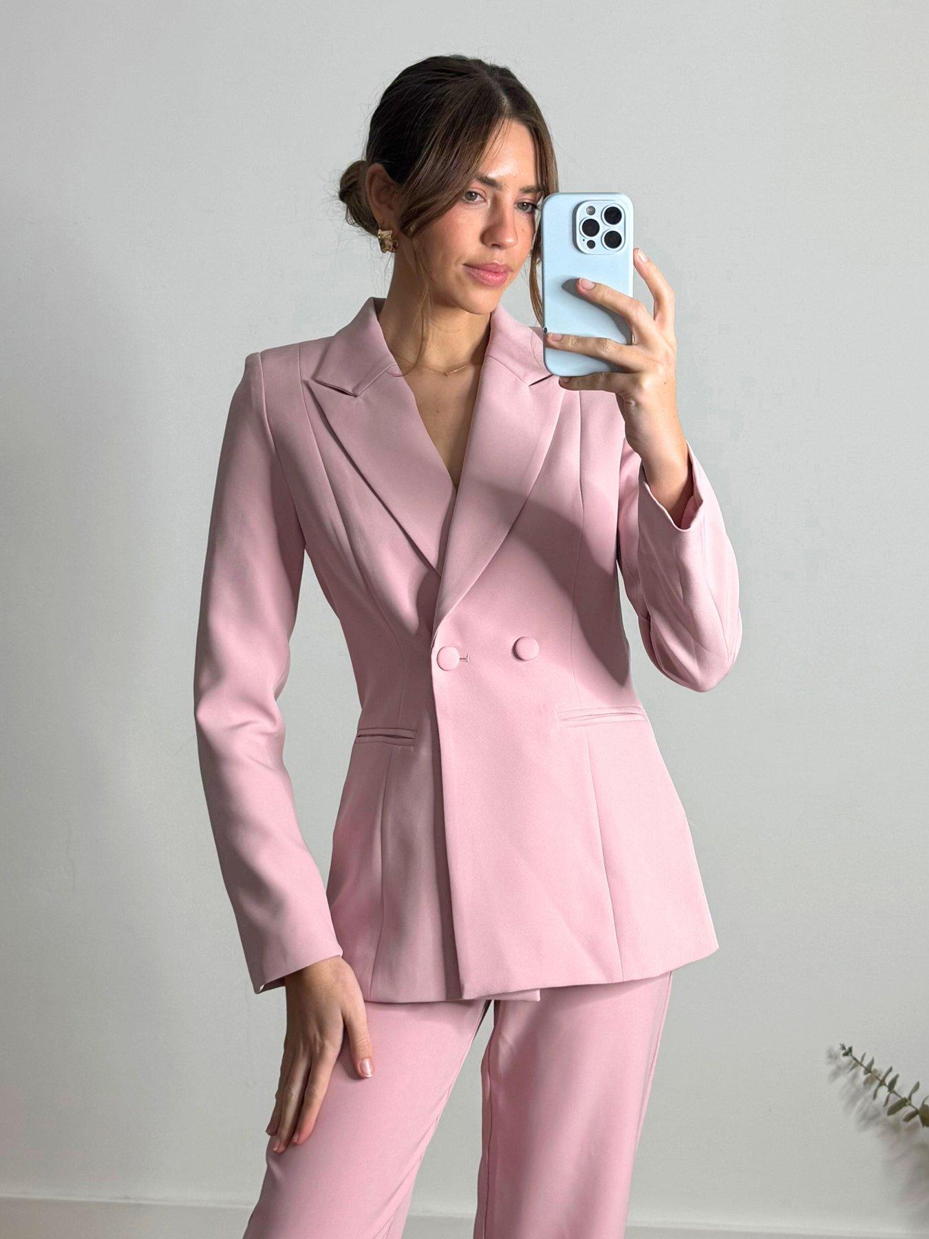  image of style-cheat-button-blazer-pink