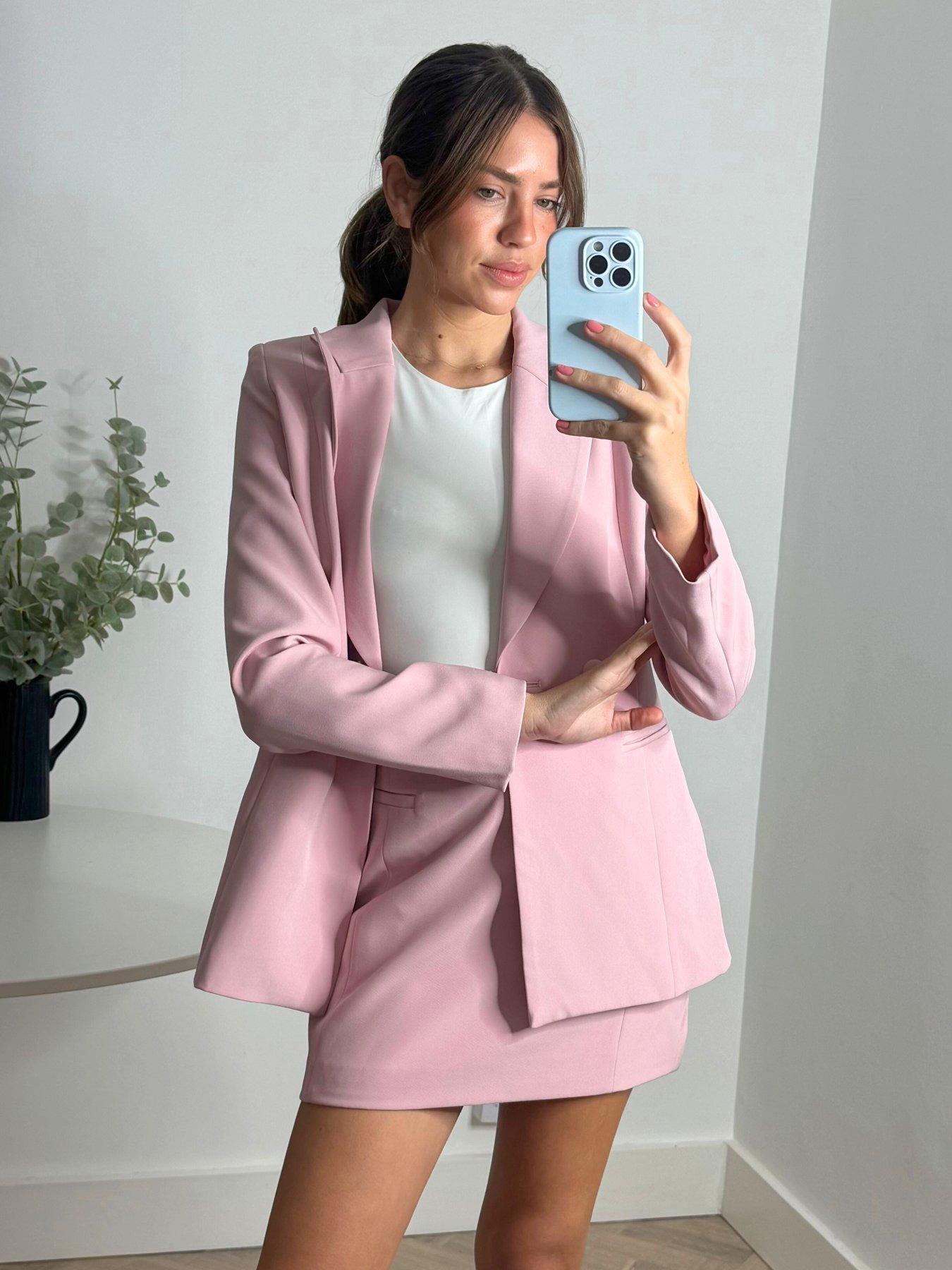  image of style-cheat-button-blazer-pink