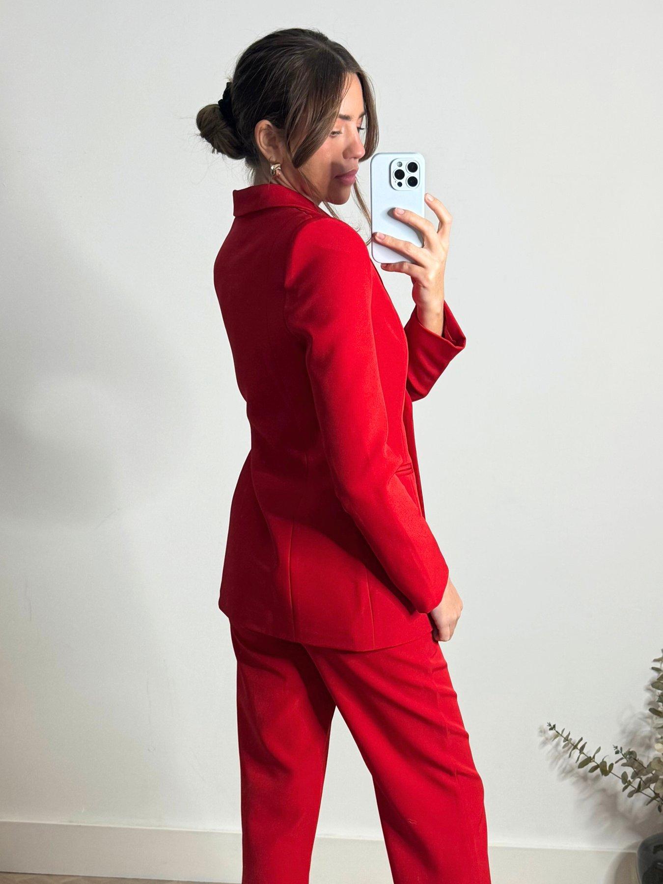  image of style-cheat-double-breasted-blazer-red