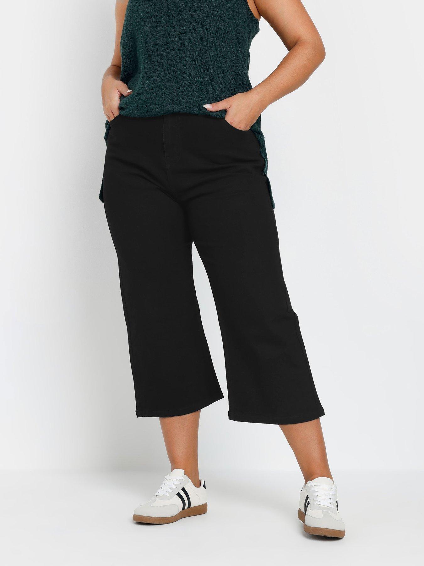 undefined Curve Wide Leg Crop Trouser - Black