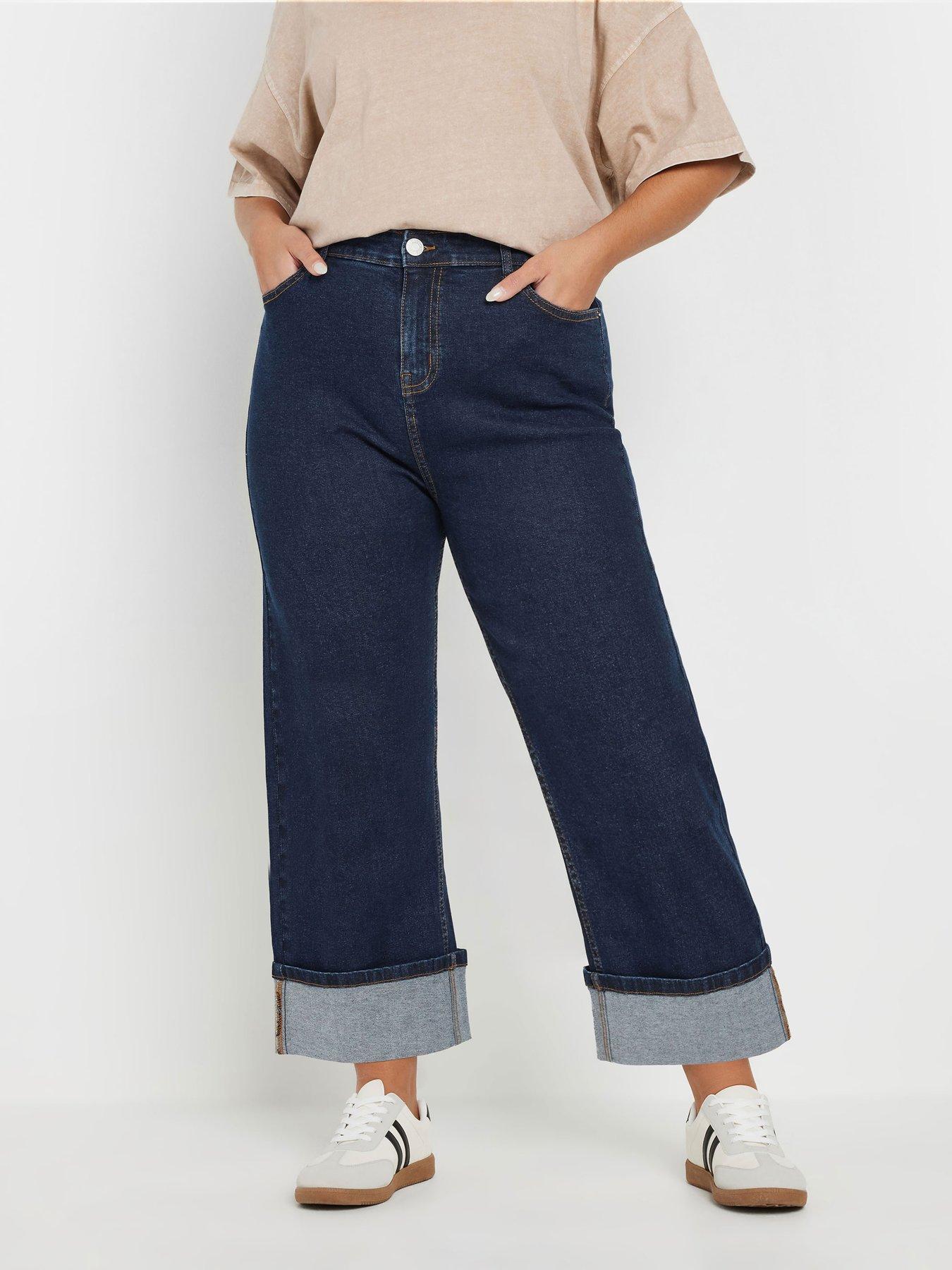 undefined Curve Turn Up Hem Denim Crop Trouser