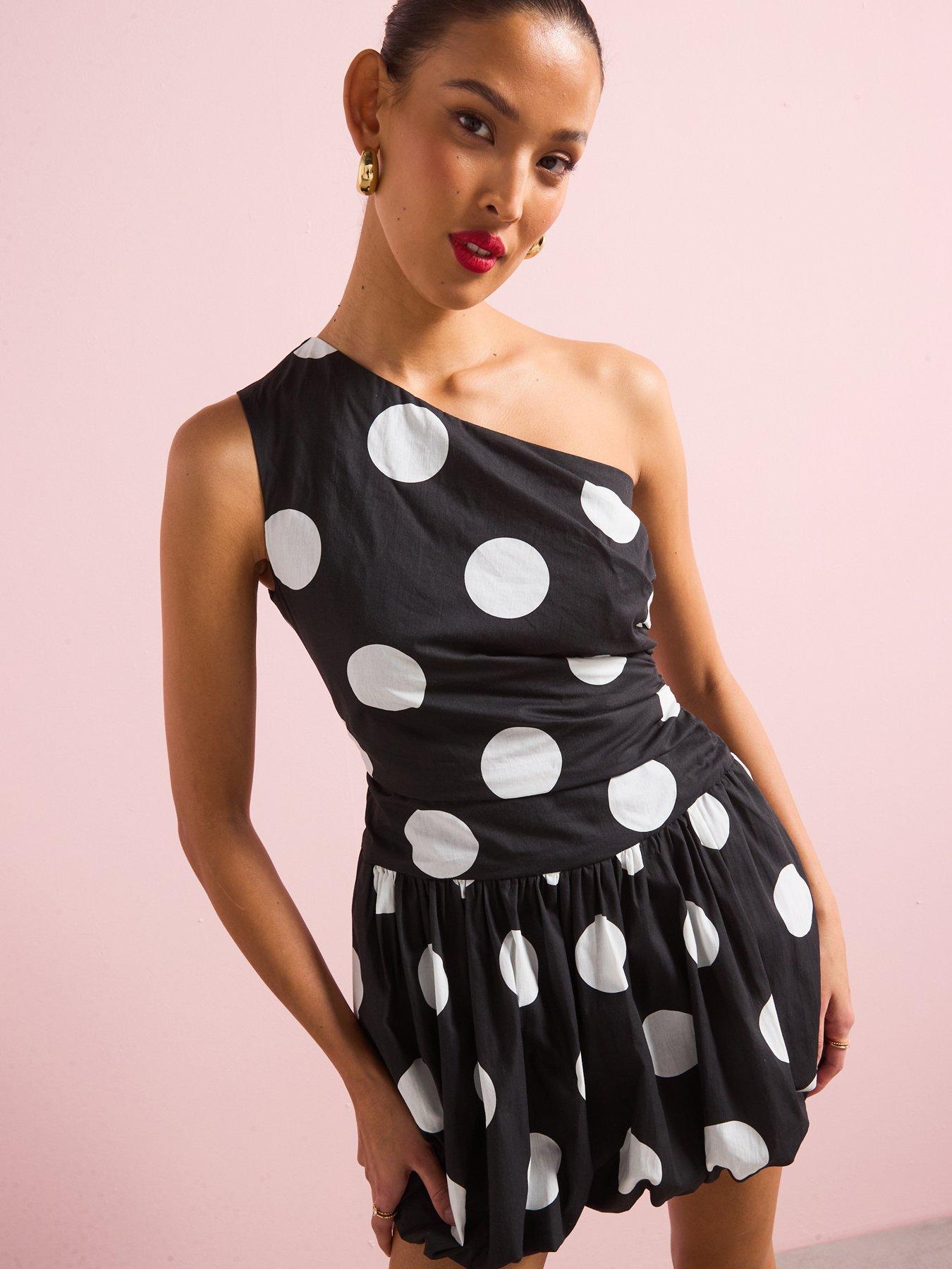 Style Cheat One Shoulder Puff Ball Dress Mono Littlewoods