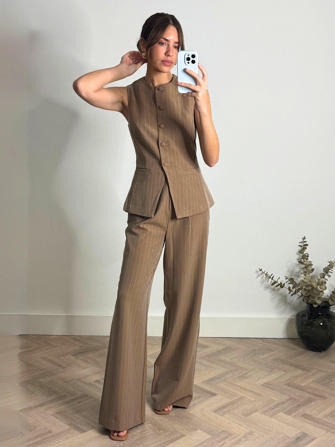Style Cheat Pinstripe Relaxed Trouser - Brown