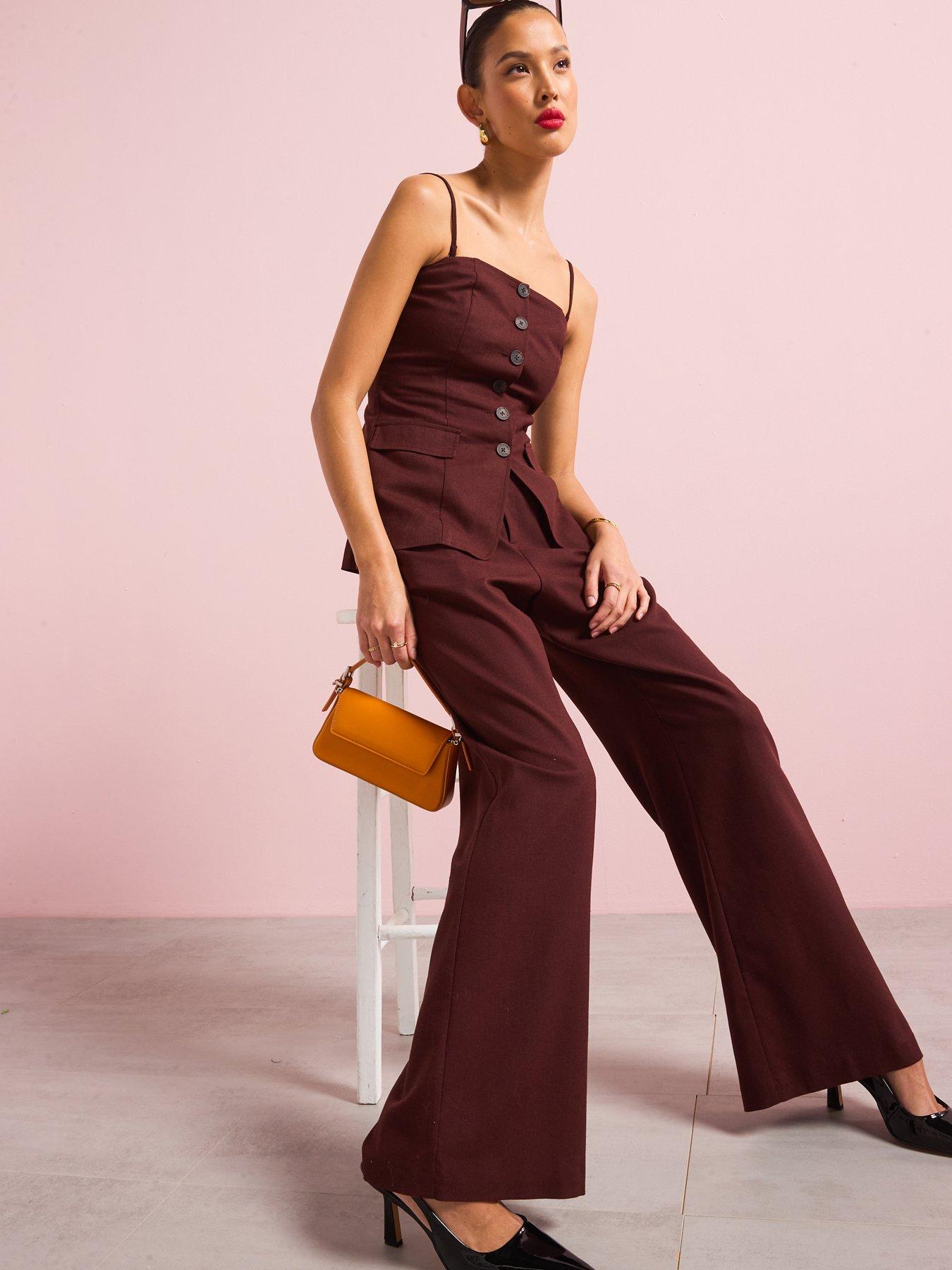  image of style-cheat-linen-strapless-waistcoat-chocolate