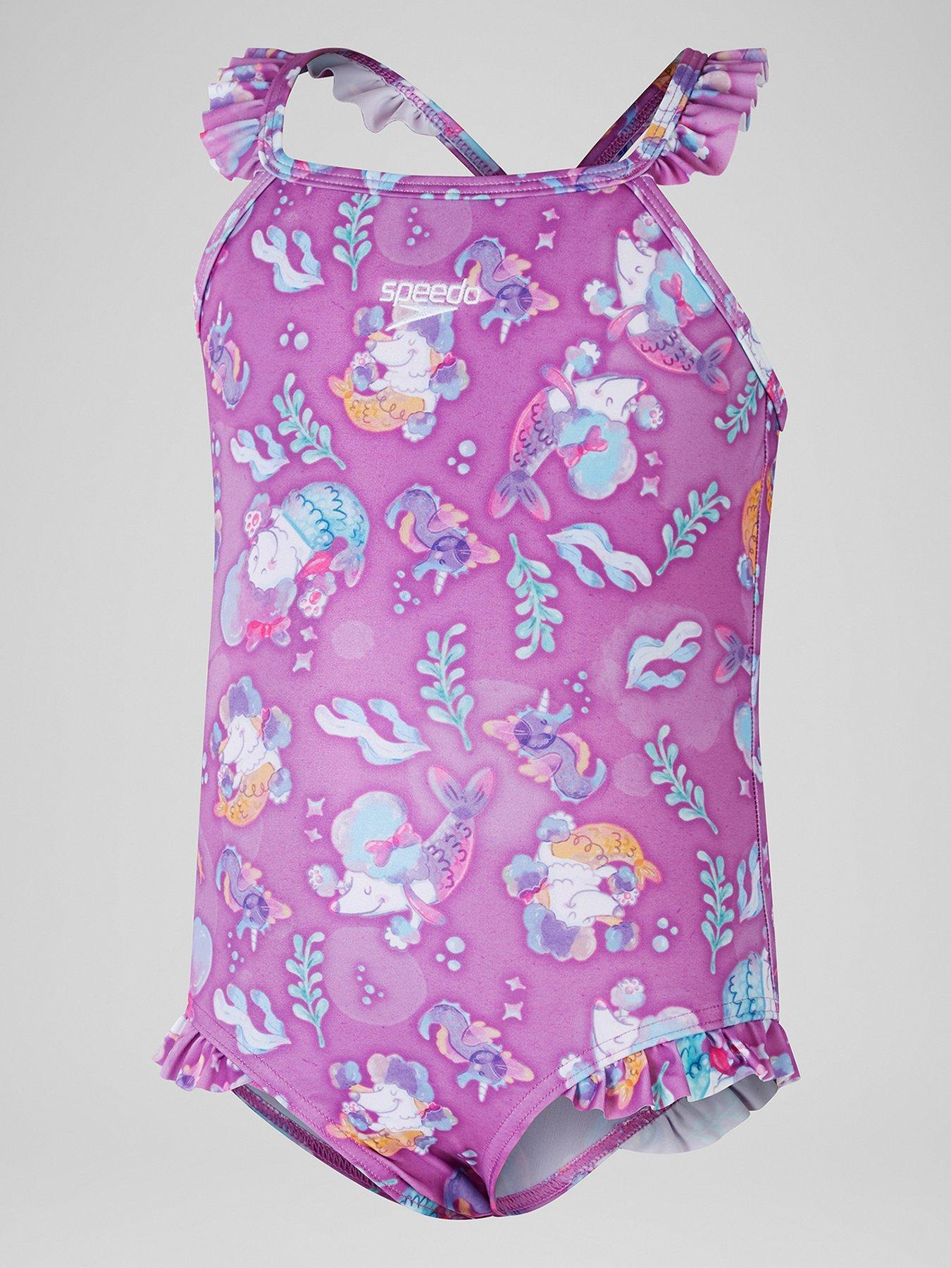 Speedo Girl's Frill 1 Piece Swimsuit - Pink