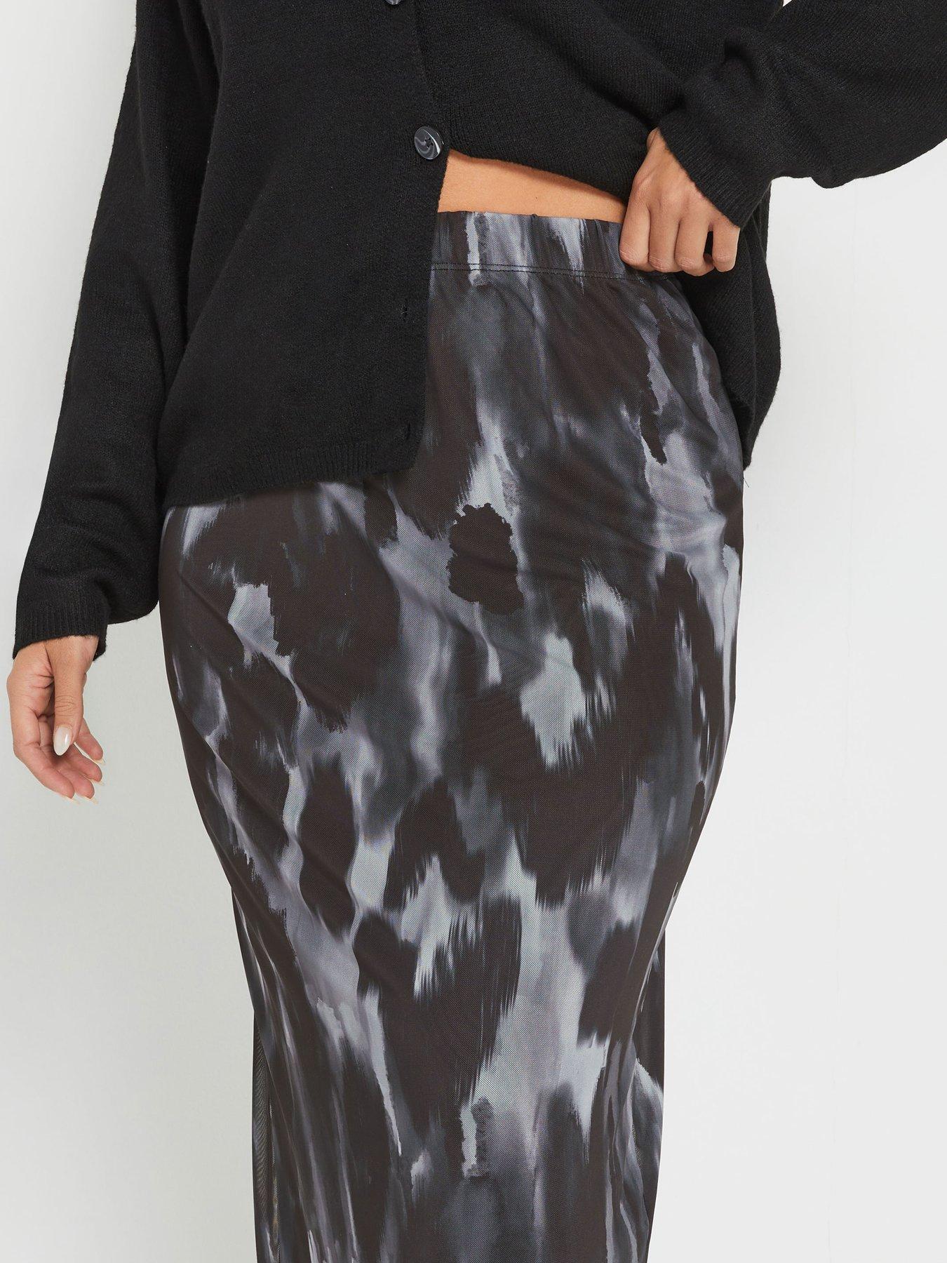  image of yours-curve-mesh-tube-skirt-grey