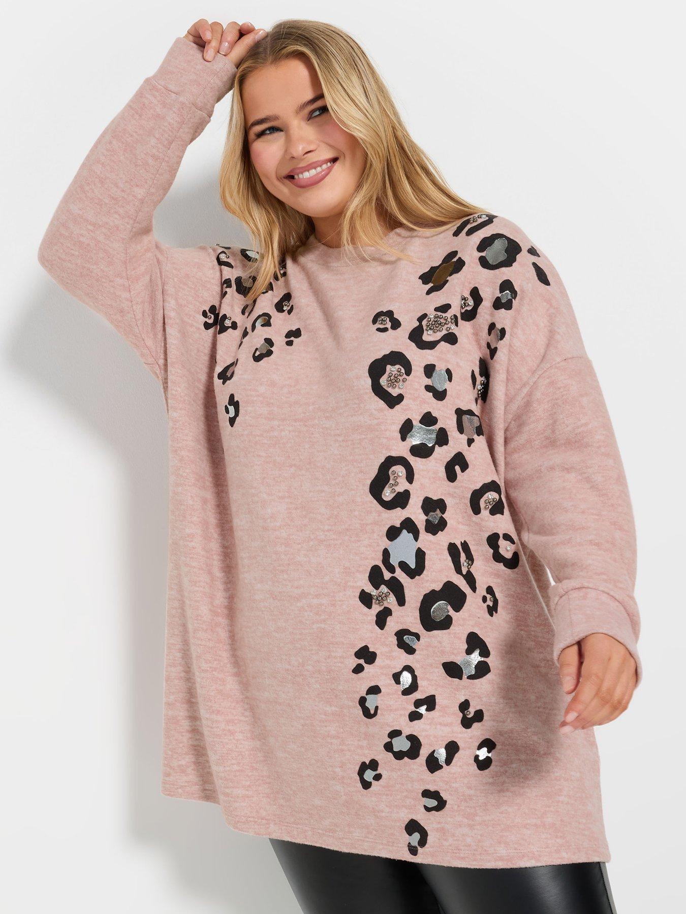  image of yours-curve-placement-animal-stud-jumper-pink