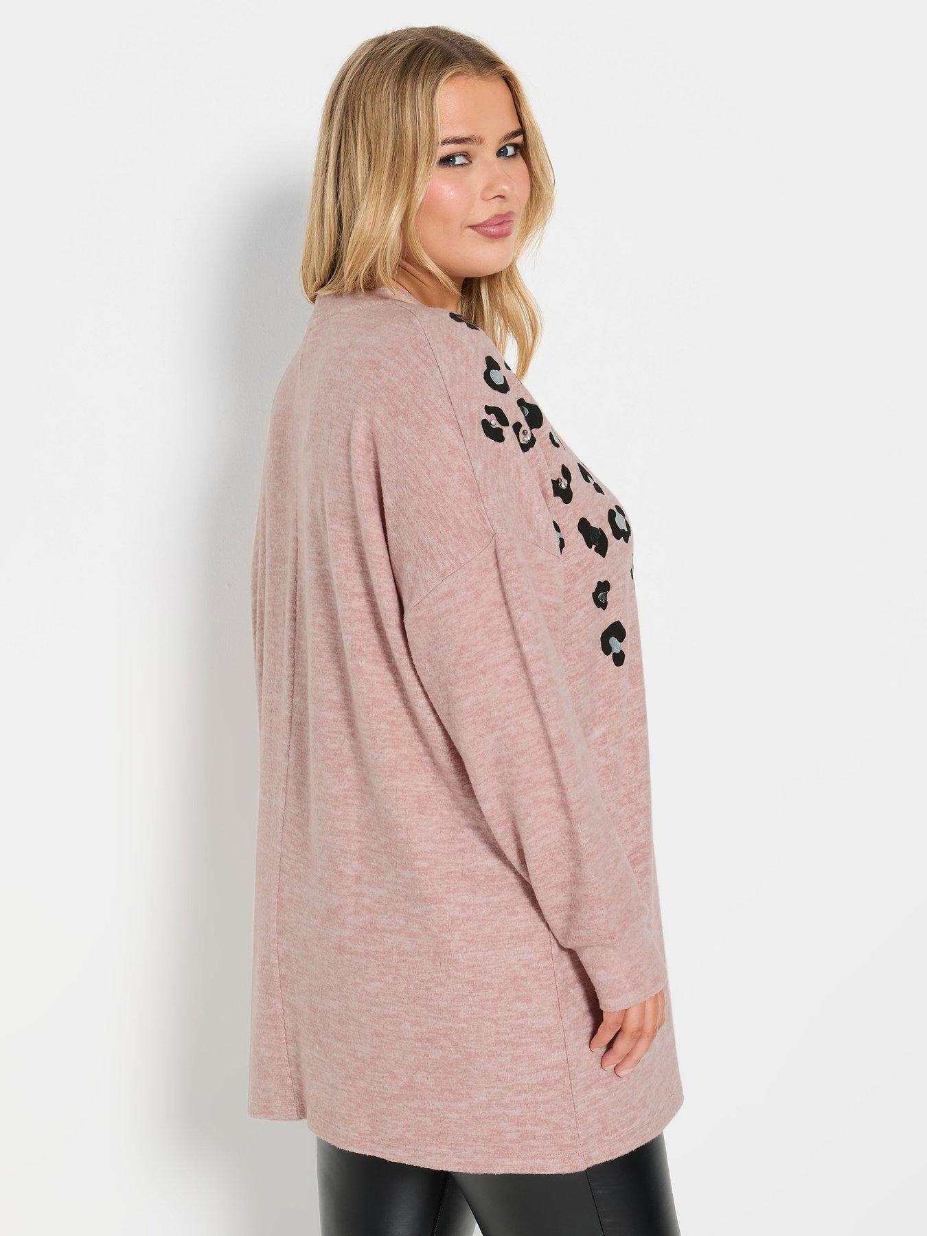  image of yours-curve-placement-animal-stud-jumper-pink