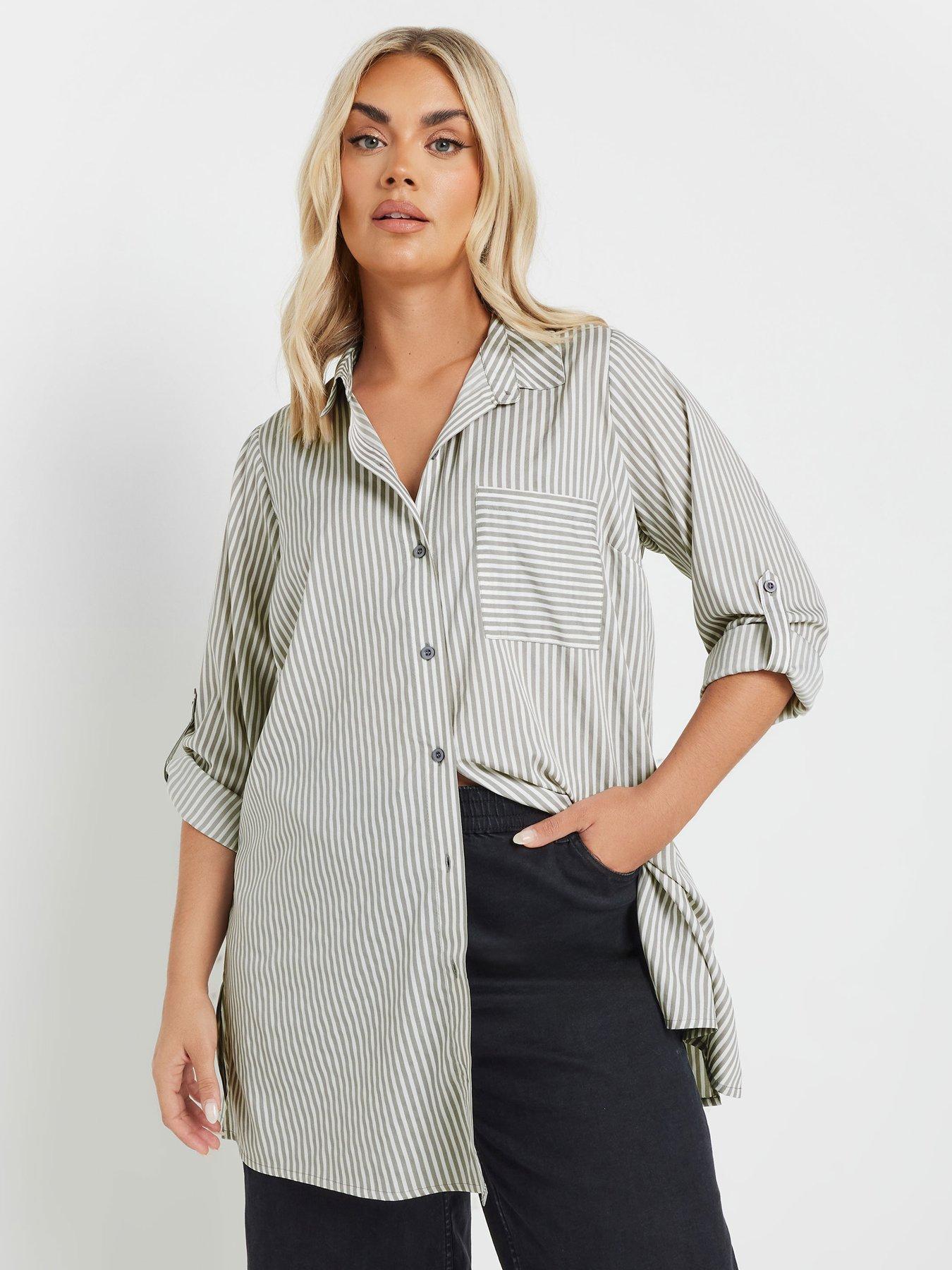 undefined Curve Boyfriend Stripe Shirt - White