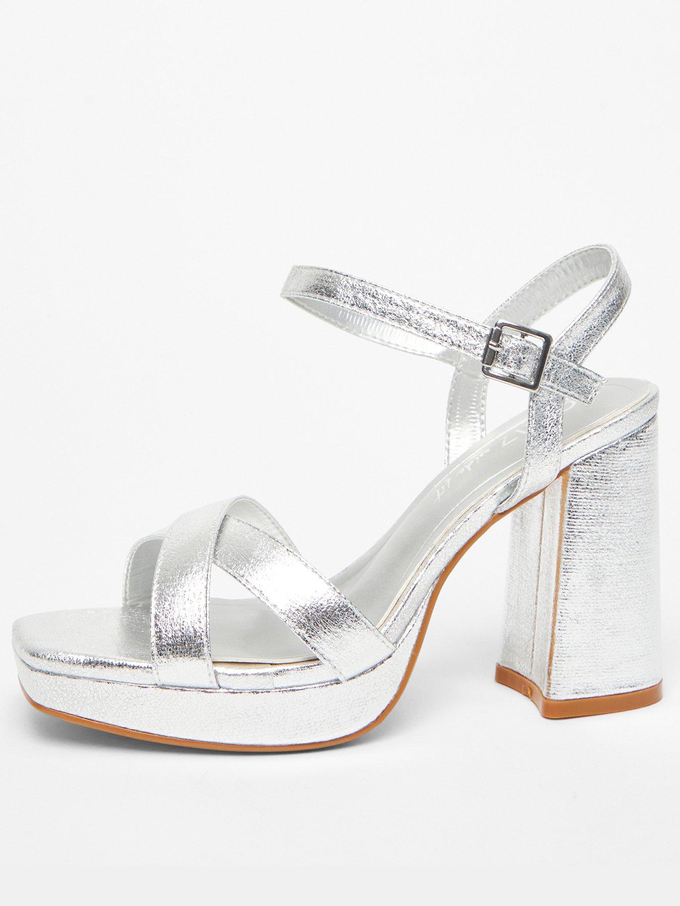 undefined Wide Fit Sliver Platform Sandal Heels