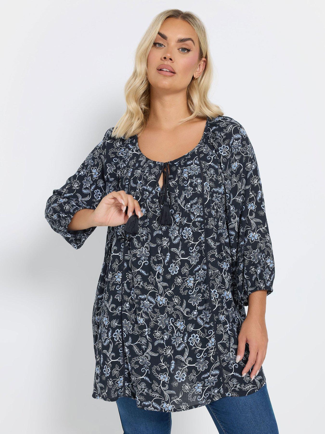 undefined Curve Crinkle Gypsy Top - Blue