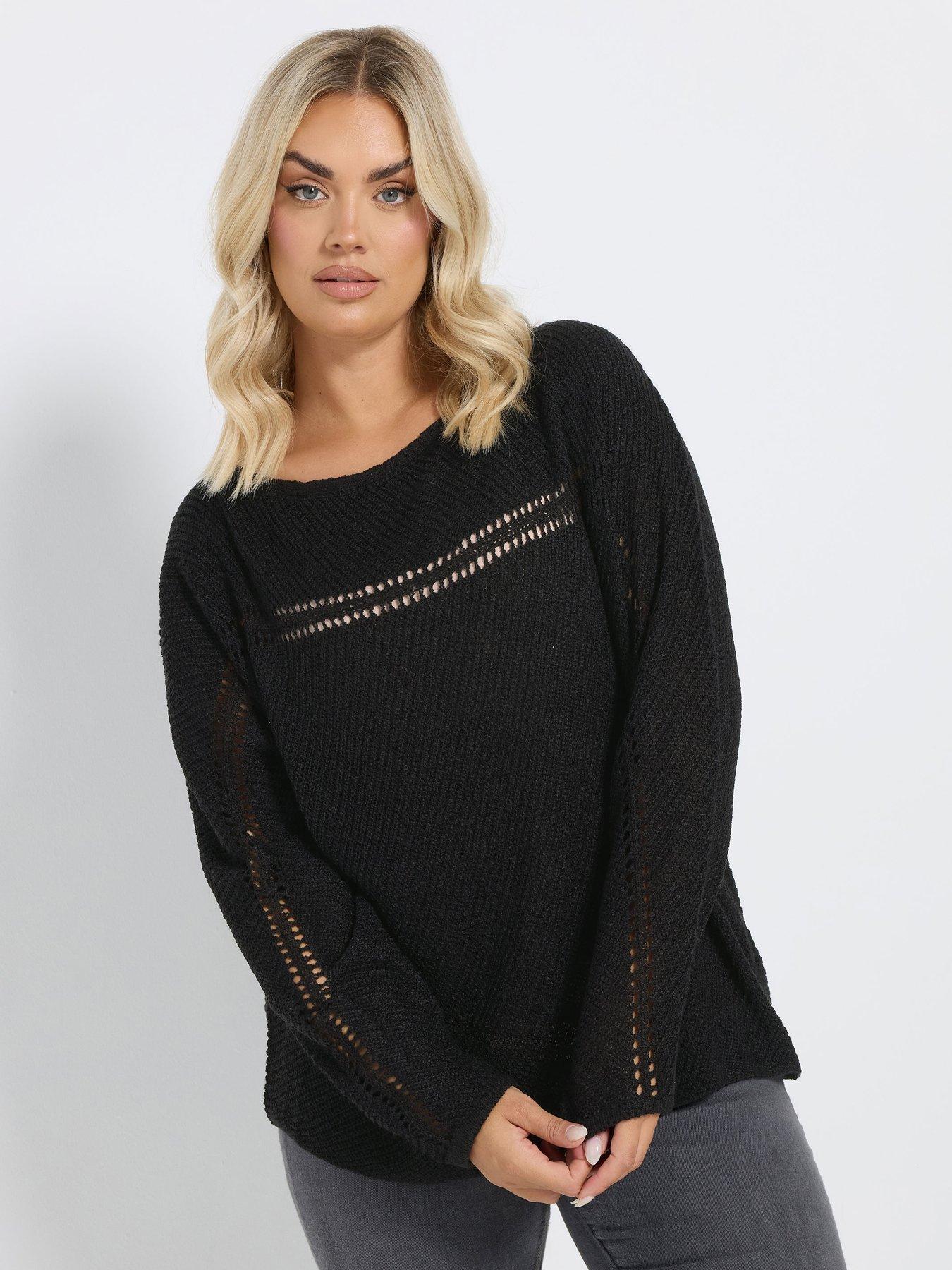 yours-curve-black-knitted-pointelle-jumper-ivory