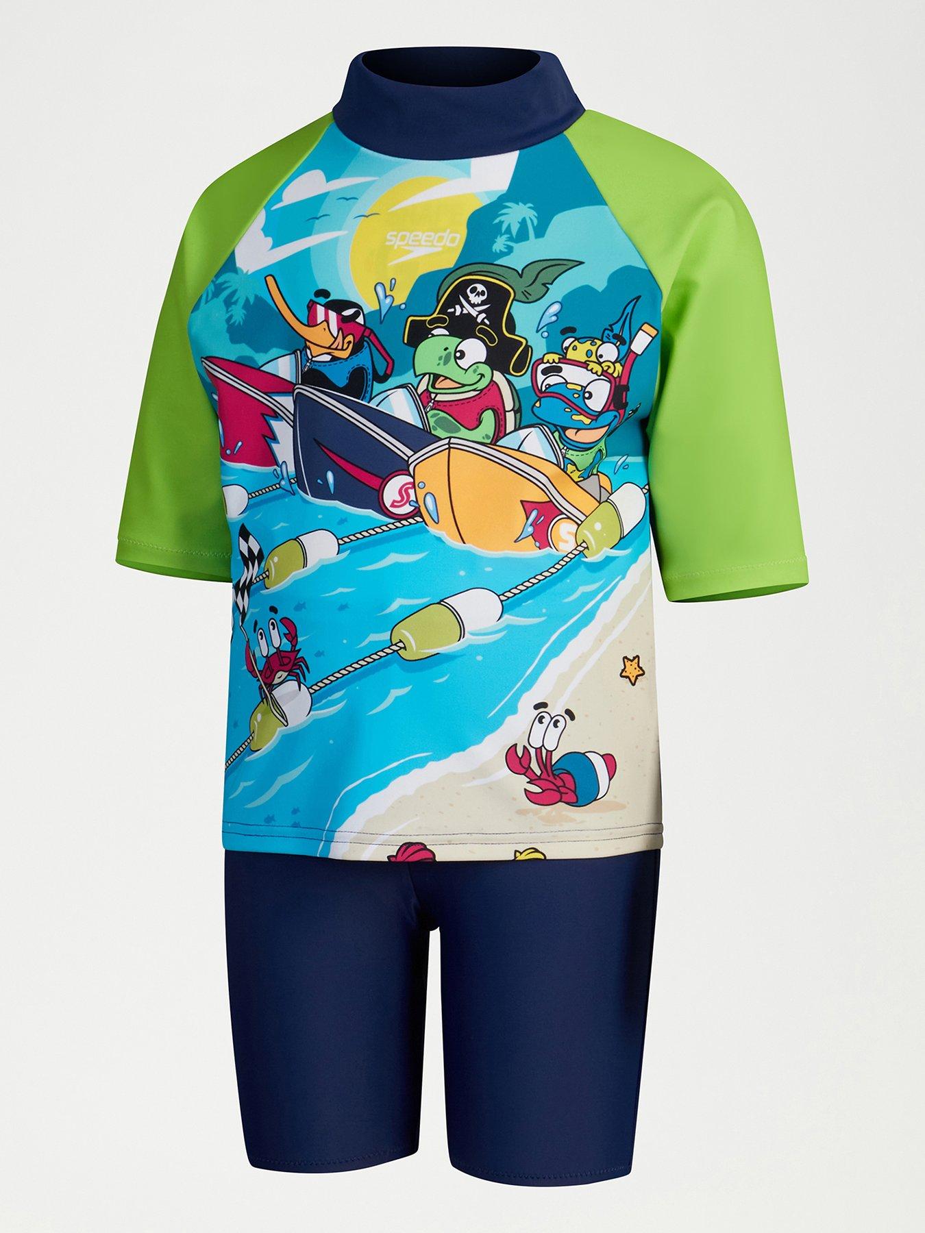  image of speedo-boys-rash-top-and-jammer-set-blue