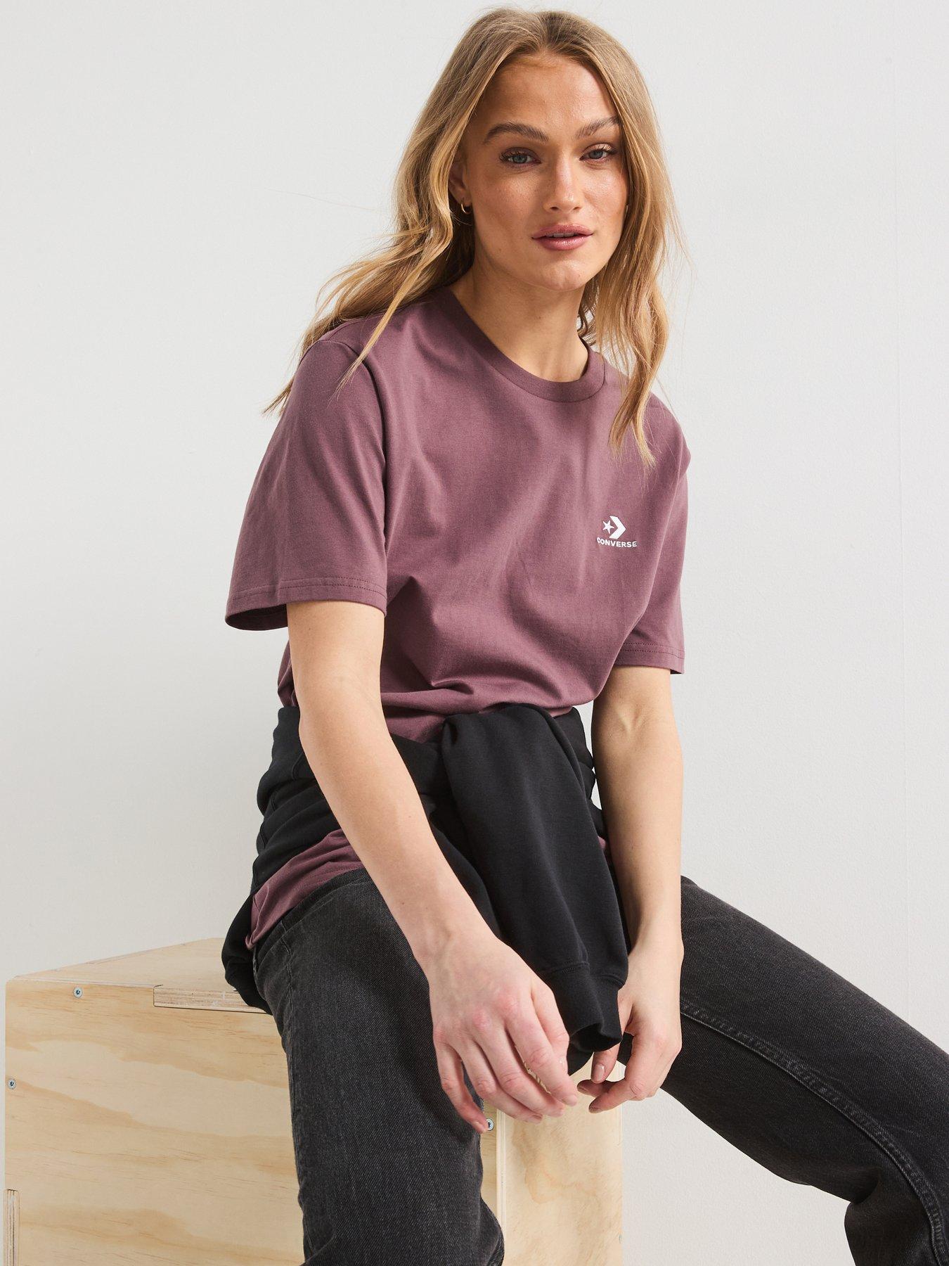  image of converse-womens-star-chec-tee-brown