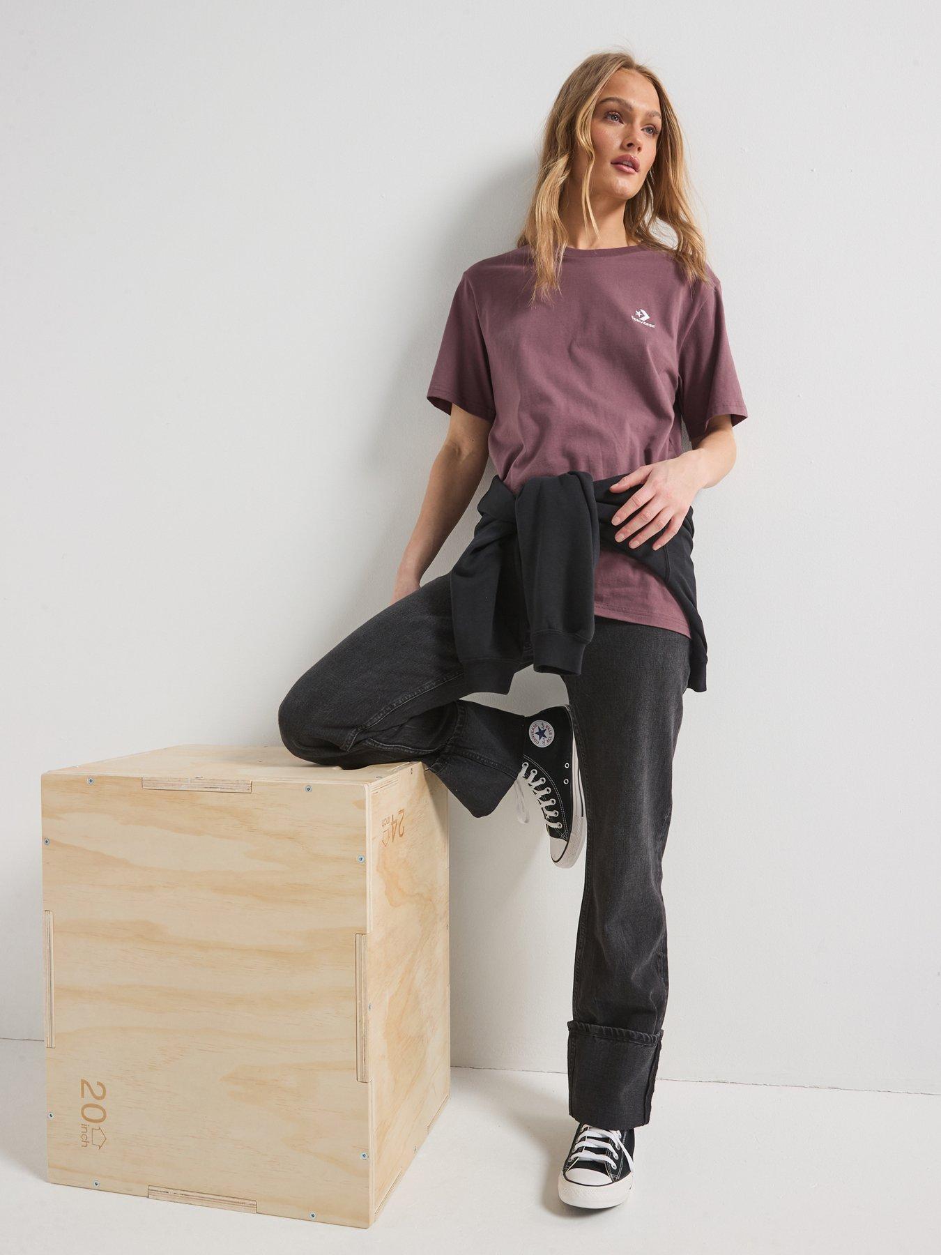  image of converse-womens-star-chec-tee-brown