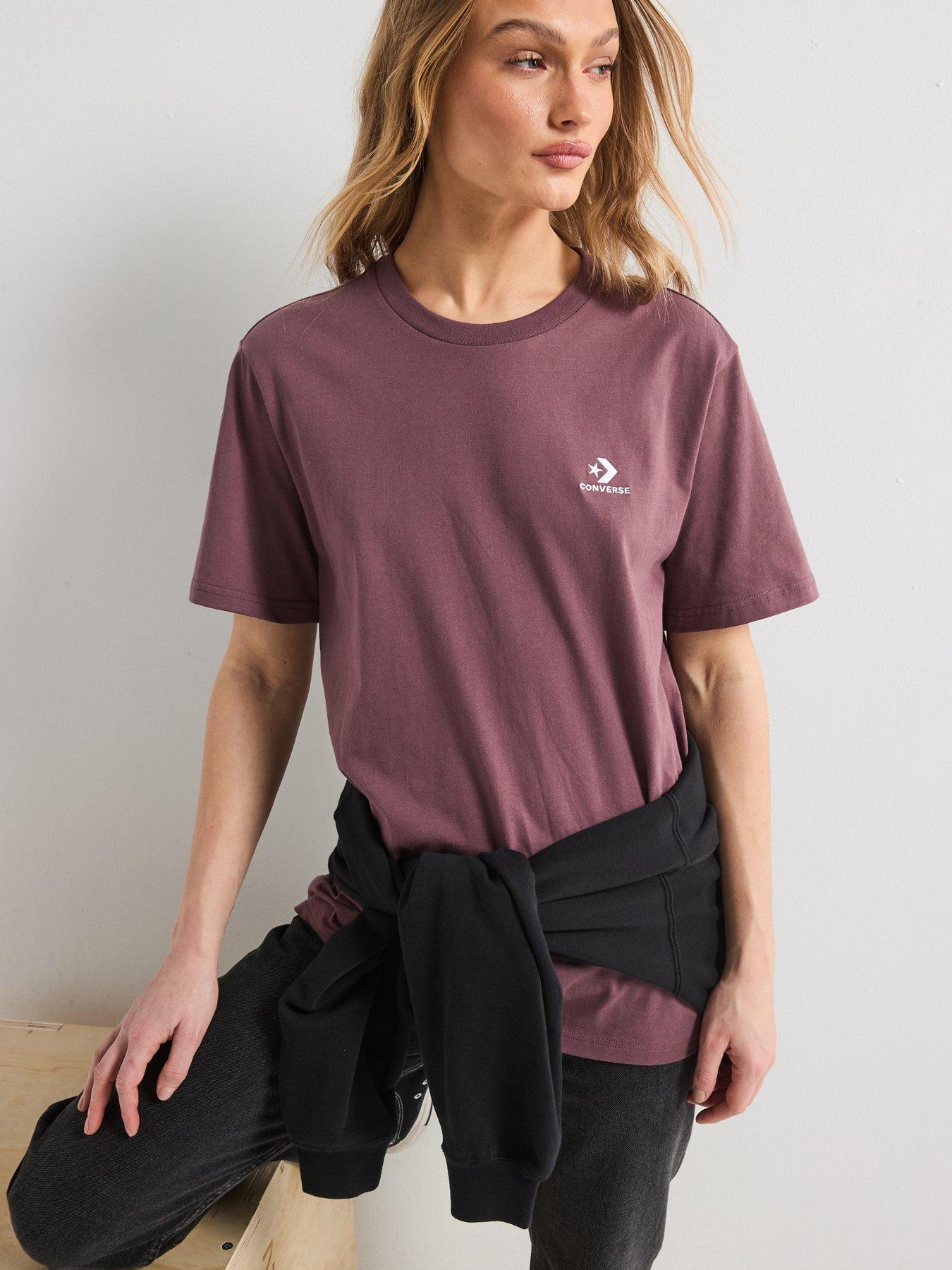  image of converse-womens-star-chec-tee-brown