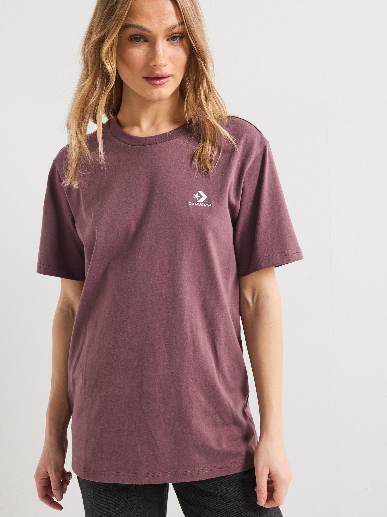  image of converse-womens-star-chec-tee-brown