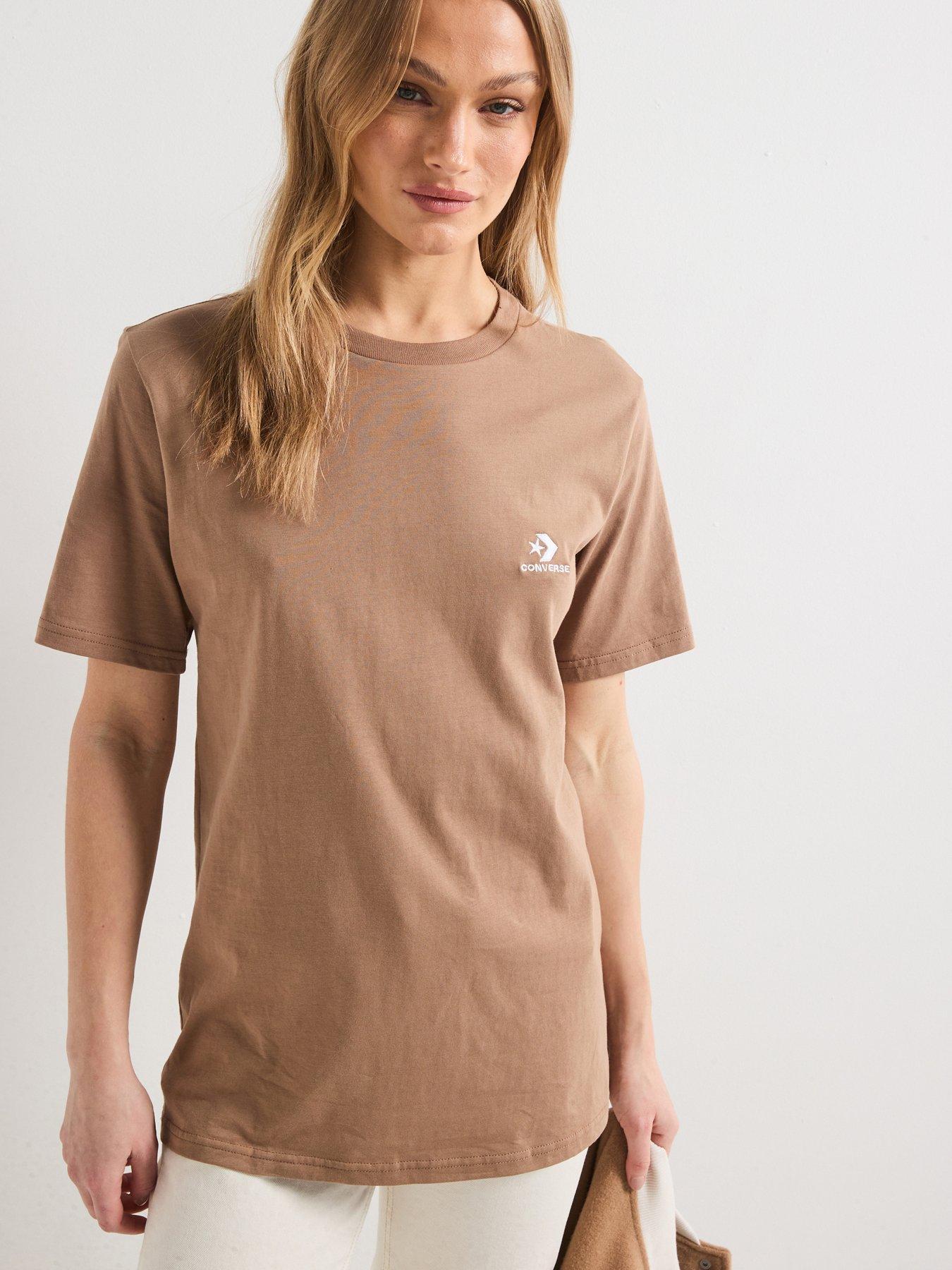  image of converse-womens-standard-fit-star-chev-tee-beige