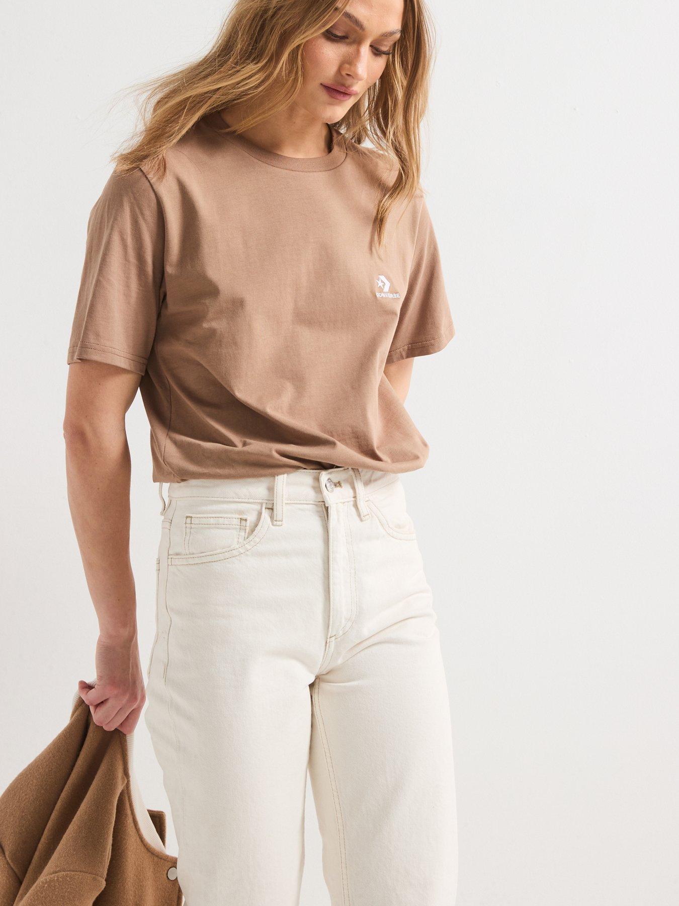  image of converse-womens-standard-fit-star-chev-tee-beige