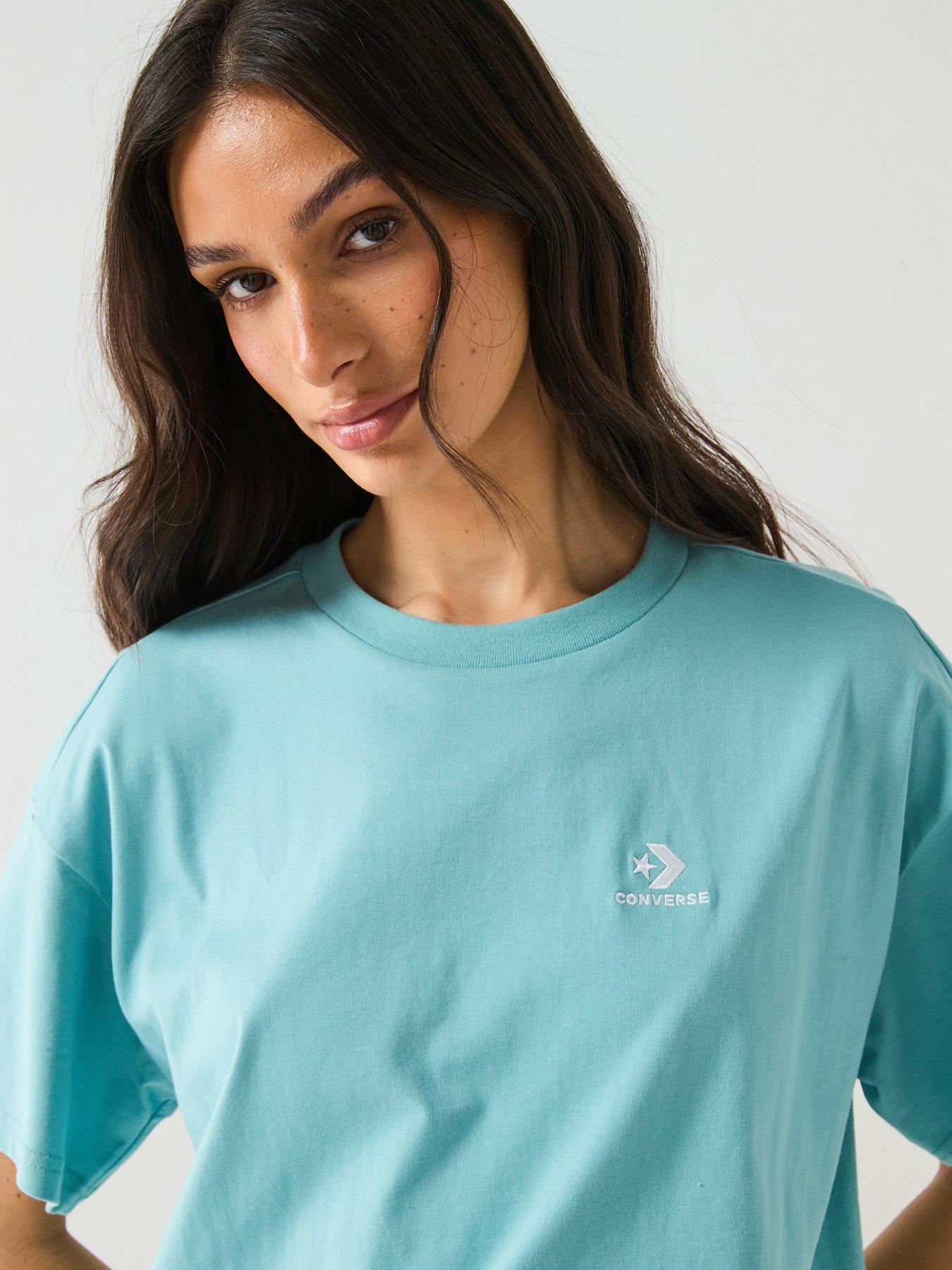  image of converse-womens-star-chevron-oversized-tee-blue