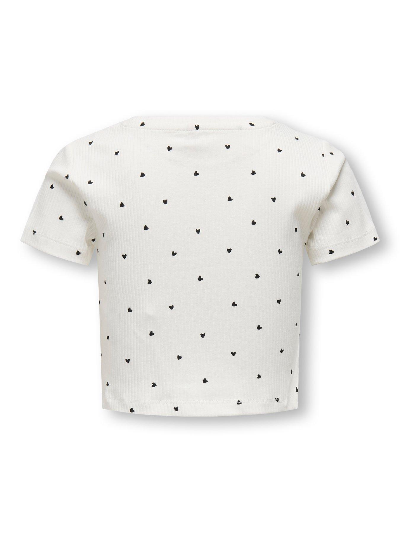 Image 5 of 6 of Only Kids Girls Heart Print Short Sleeve Tshirt - Cloud Dancer