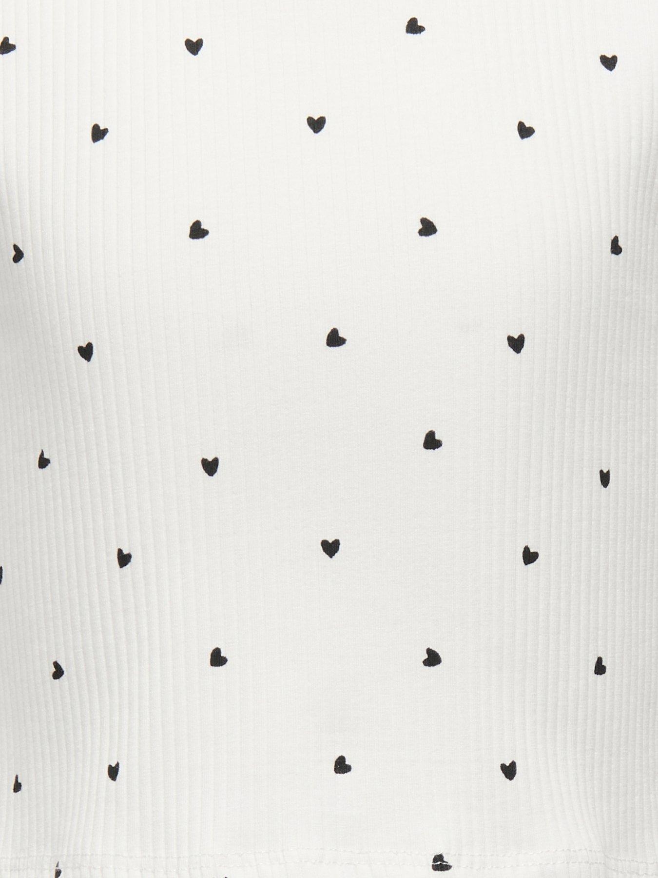 Image 6 of 6 of Only Kids Girls Heart Print Short Sleeve Tshirt - Cloud Dancer