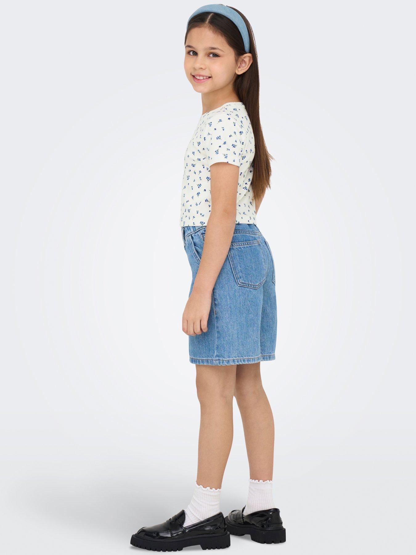 Image 2 of 6 of Only Kids Girls Floral Short Sleeve Tshirt - Mazarine Blue