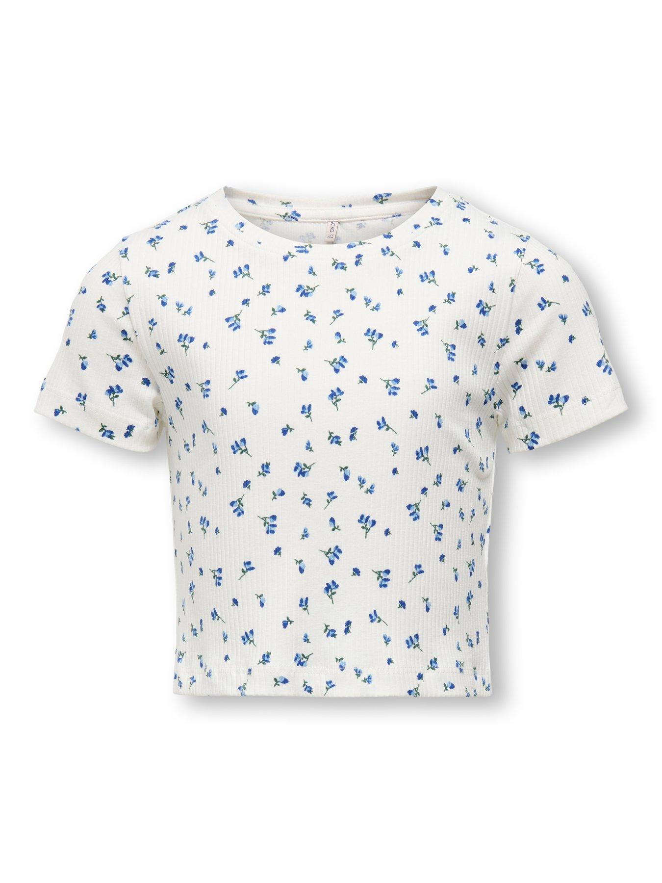 Image 4 of 6 of Only Kids Girls Floral Short Sleeve Tshirt - Mazarine Blue