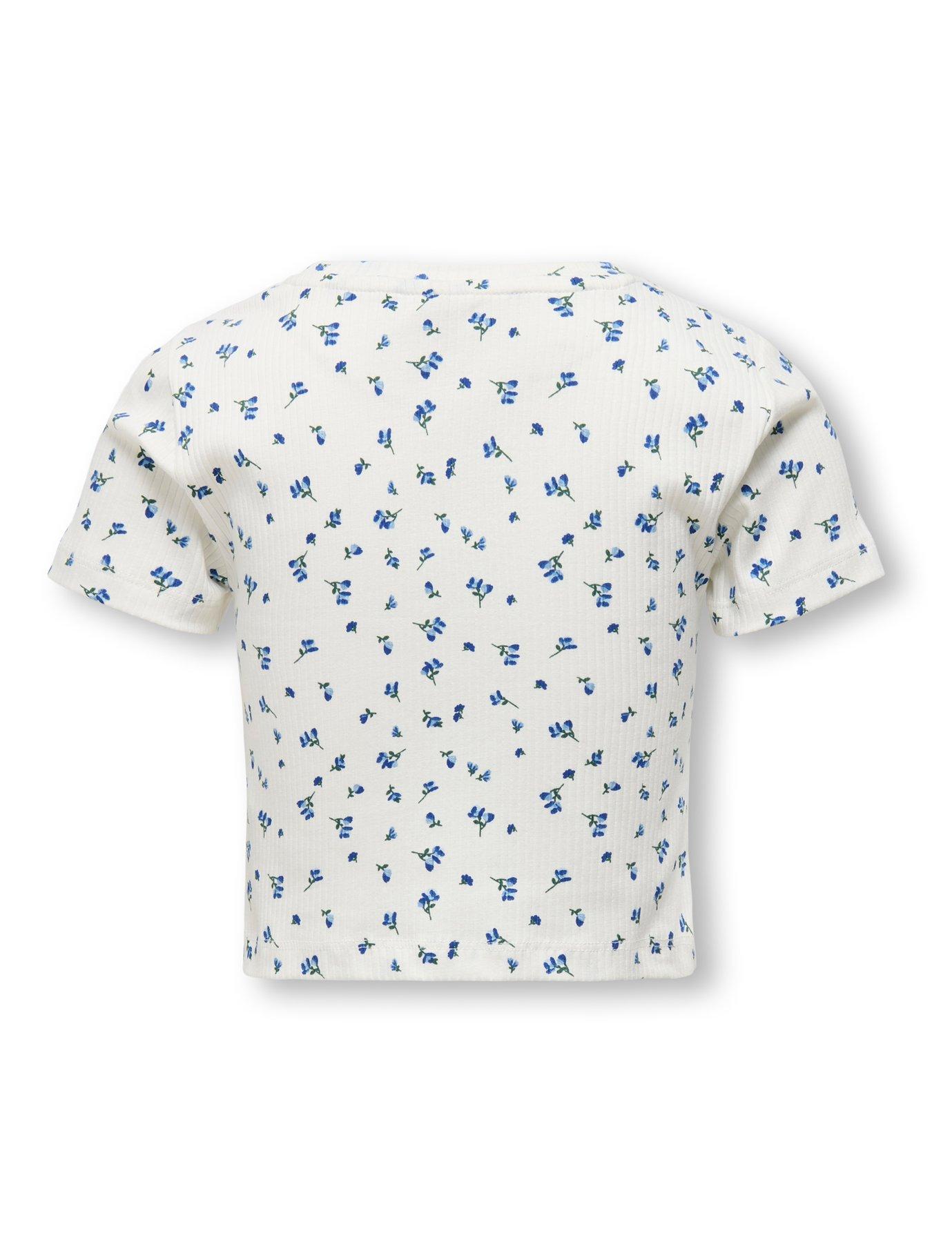 Image 5 of 6 of Only Kids Girls Floral Short Sleeve Tshirt - Mazarine Blue