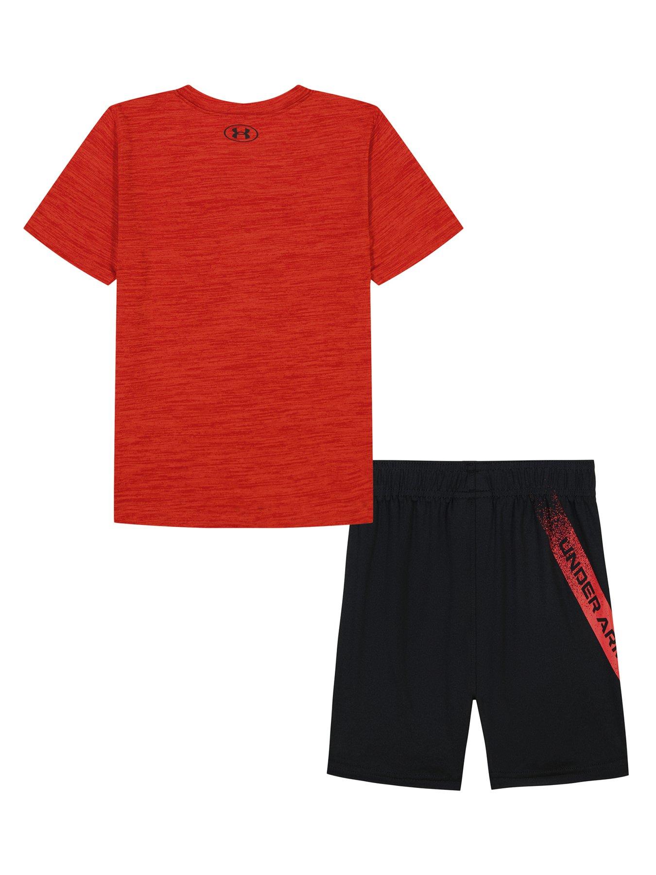 back image of under-armour-kids-boys-tech-fade-t-shirt-and-short-set-red