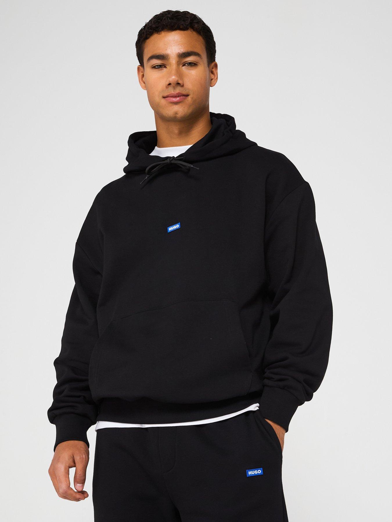 Image 1 of 5 of HUGO Blue Nalonsonap Tab Logo Overhead Jersey Tracksuit - Black