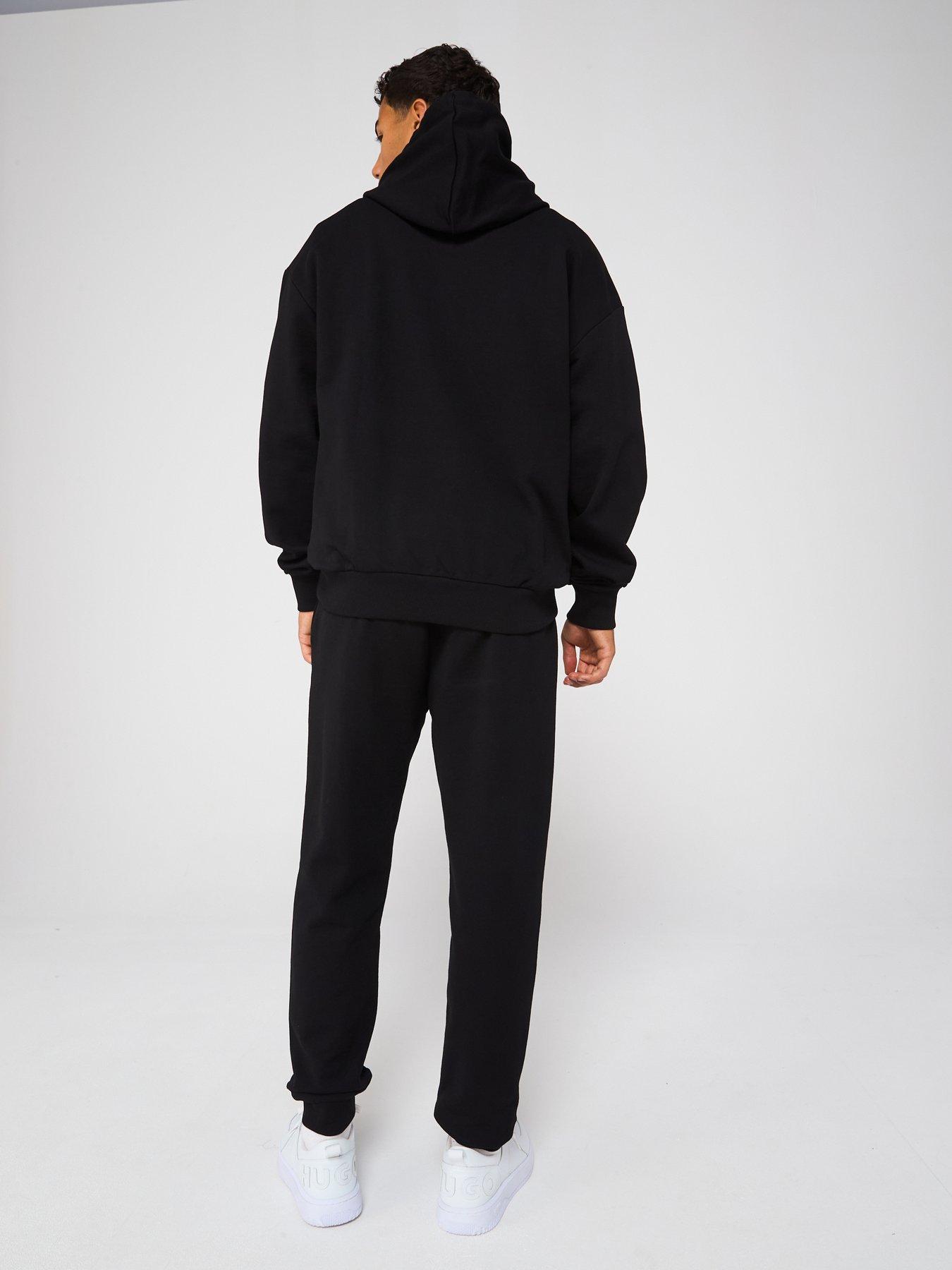 Image 2 of 5 of HUGO Blue Nalonsonap Tab Logo Overhead Jersey Tracksuit - Black