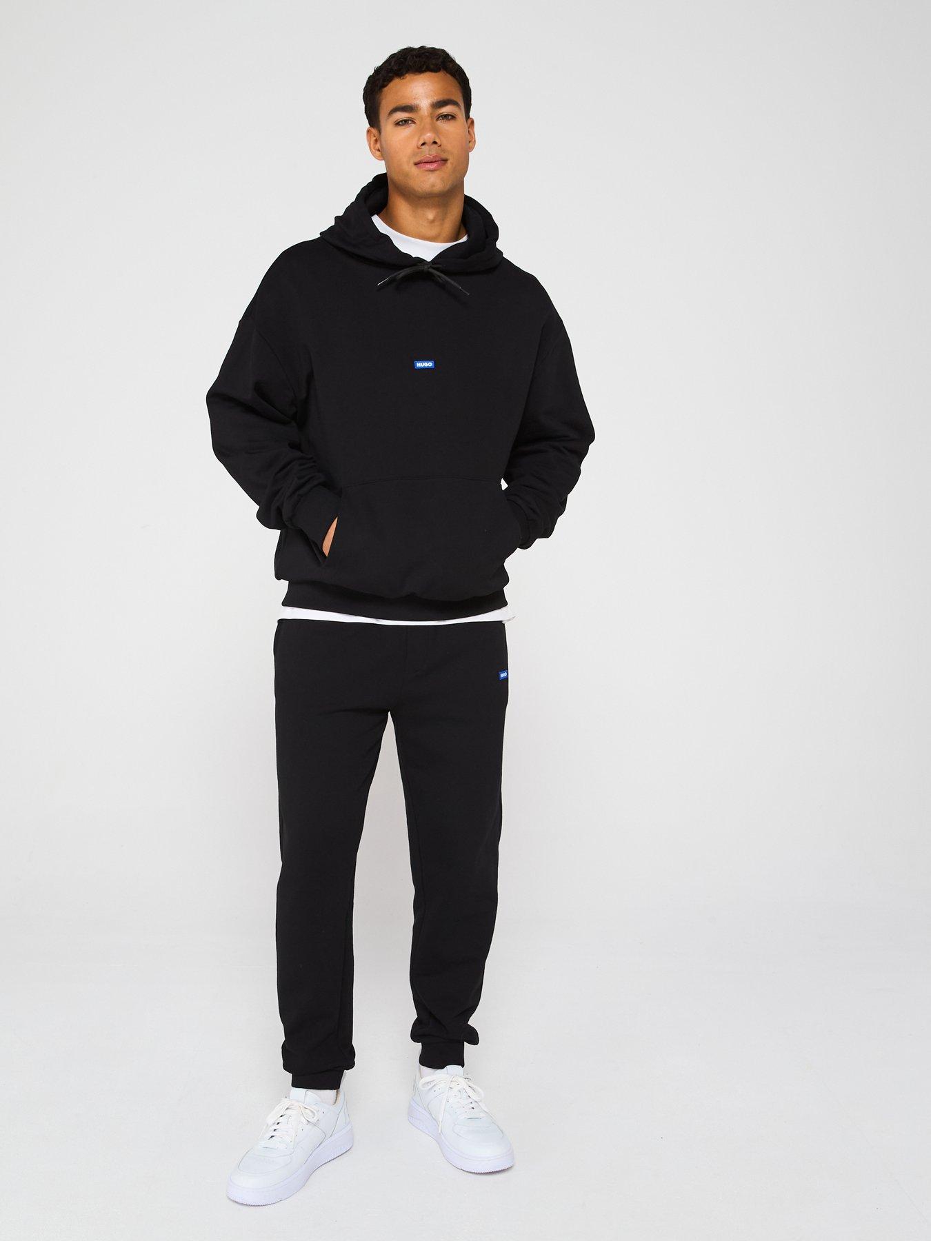 Image 3 of 5 of HUGO Blue Nalonsonap Tab Logo Overhead Jersey Tracksuit - Black