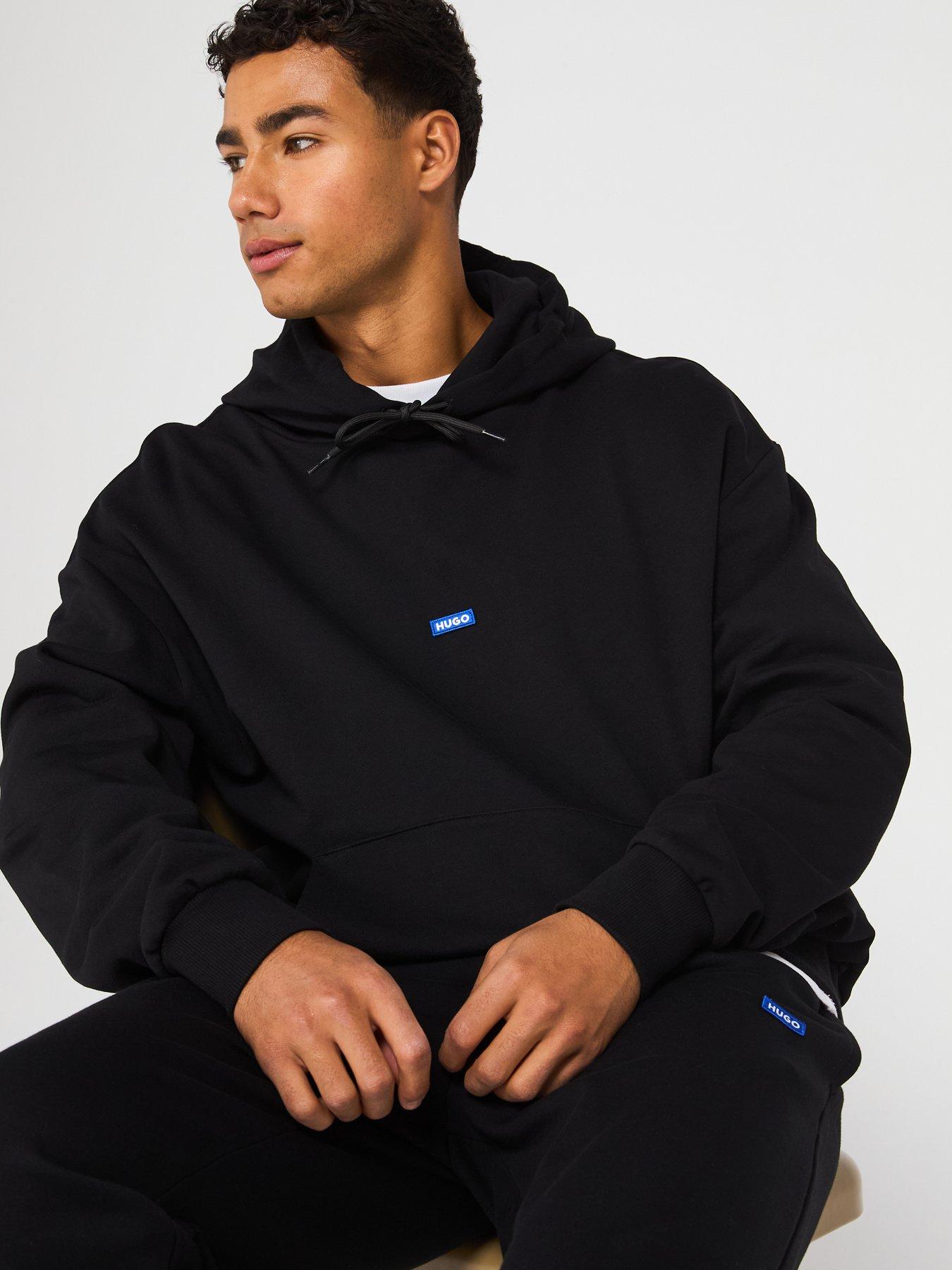 Image 5 of 5 of HUGO Blue Nalonsonap Tab Logo Overhead Jersey Tracksuit - Black