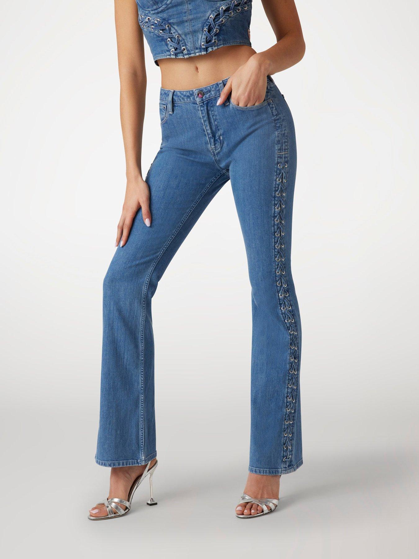 Guess Sexy Flare Lace Up Jeans - Blue