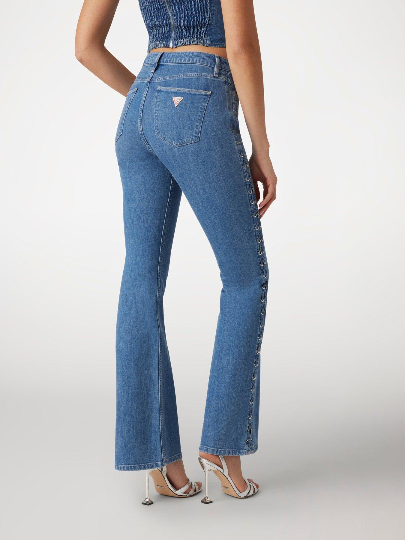  image of guess-sexy-flare-lace-up-jeans-blue