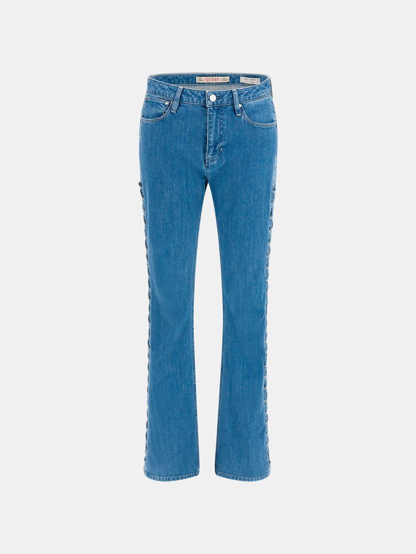  image of guess-sexy-flare-lace-up-jeans-blue
