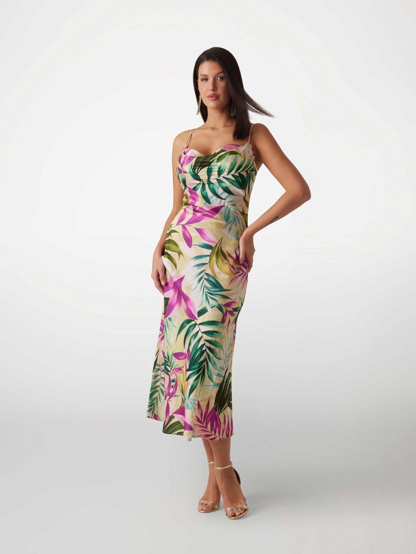 undefined New Akilina Satin Slip Midi Dress - Green