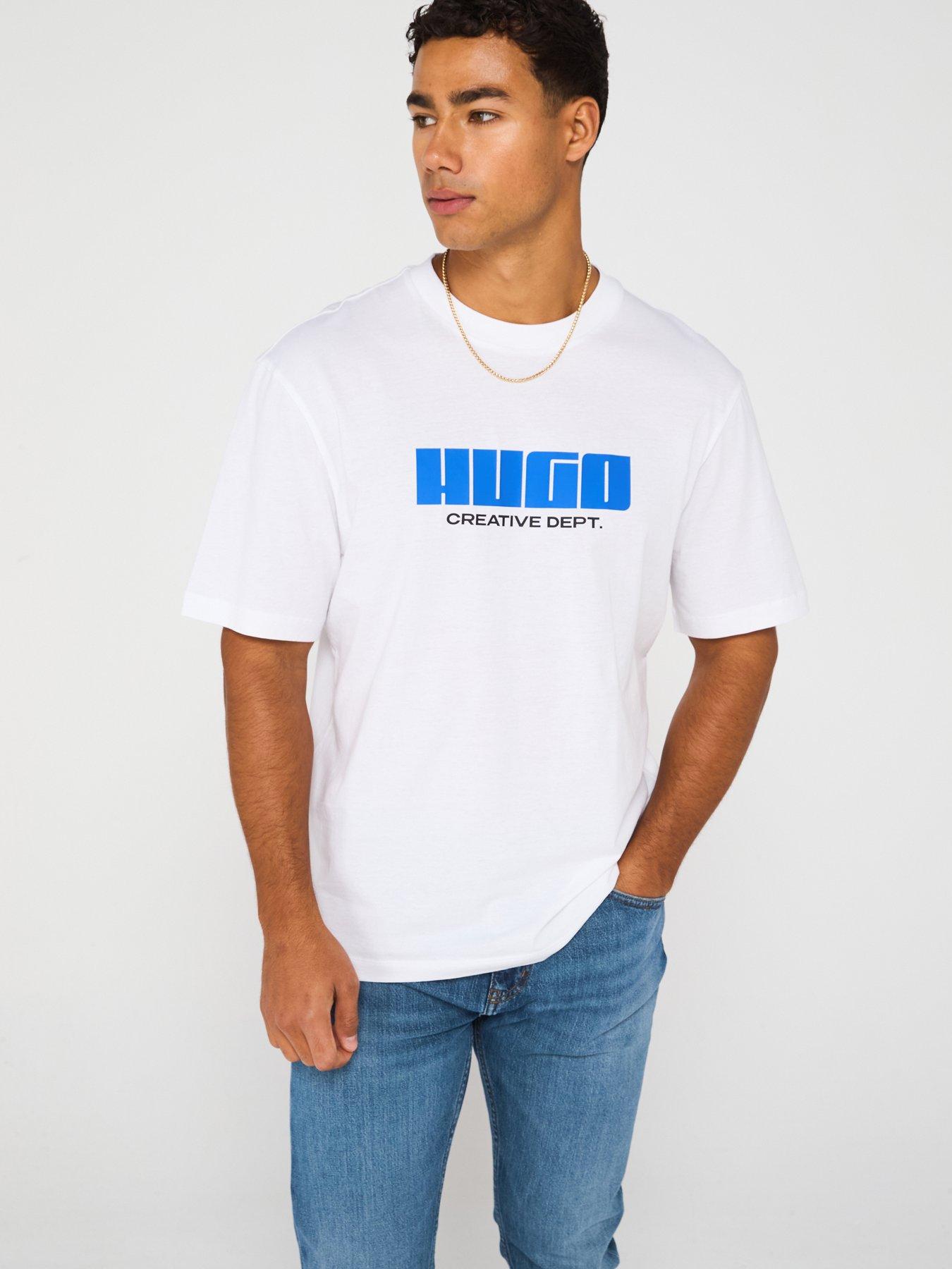 hugo-blue-newromi-creative-dept-logo-t-shirt-white