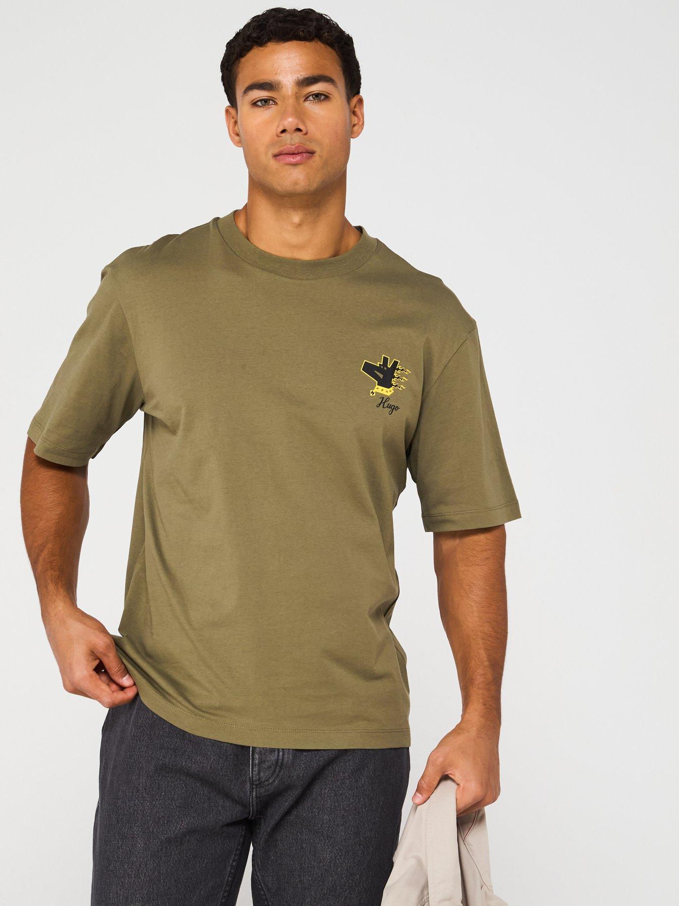  image of hugo-blue-nagulop-dog-back-graphic-relaxed-fit-t-shirt-green